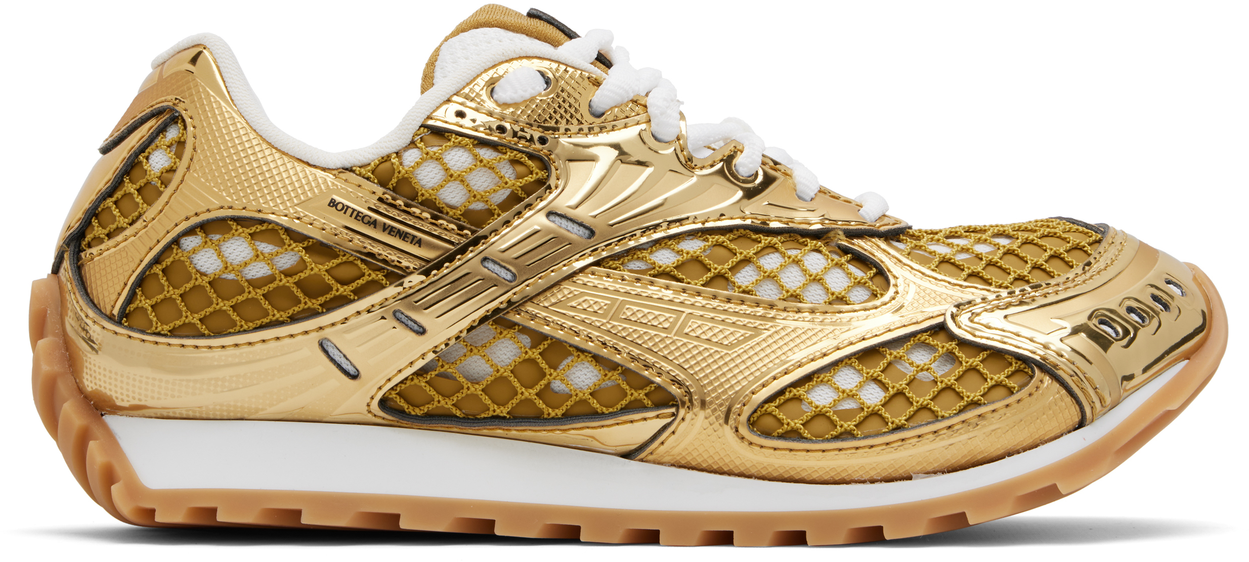 Shop Bottega Veneta Gold Orbit Sneakers