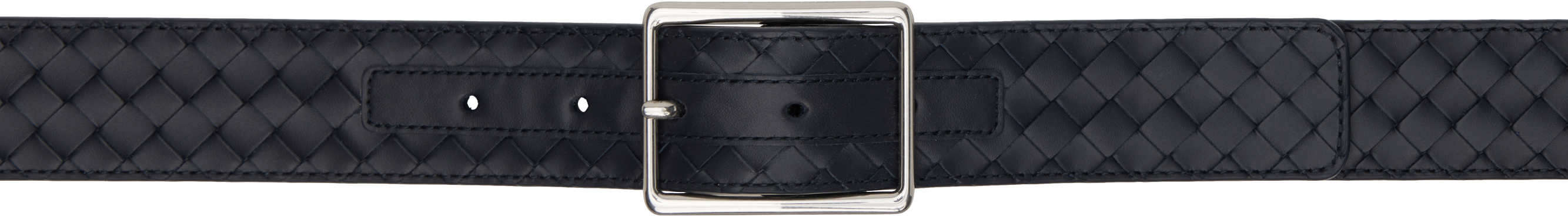 Bottega Veneta: Black Intrecciato Piccolo Belt | SSENSE Canada