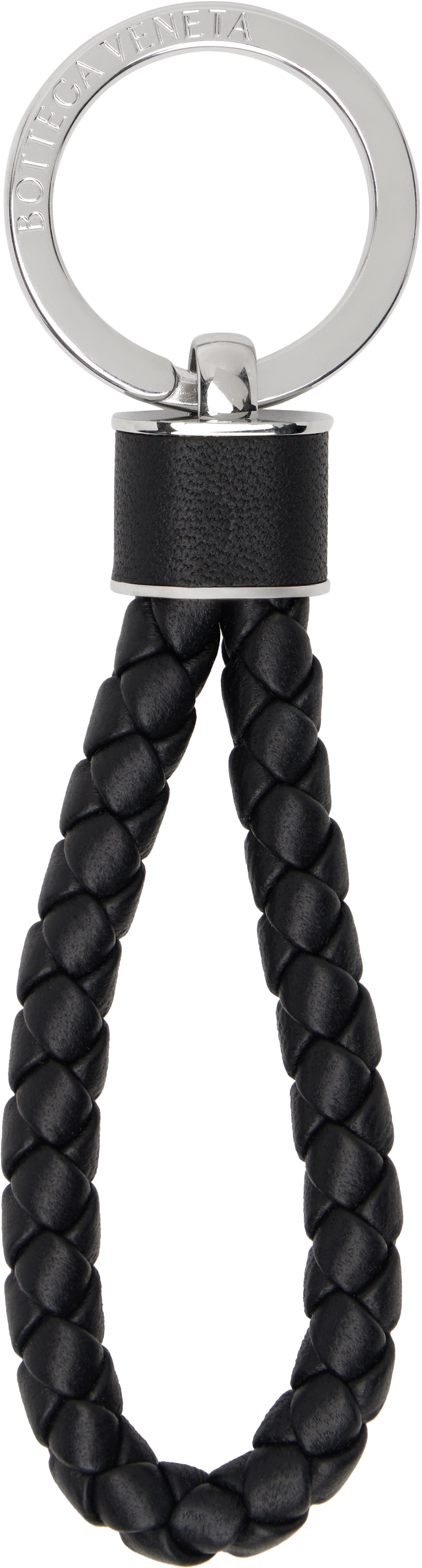 Bottega Veneta Keychain Silver & Gray Triangle Key Ring