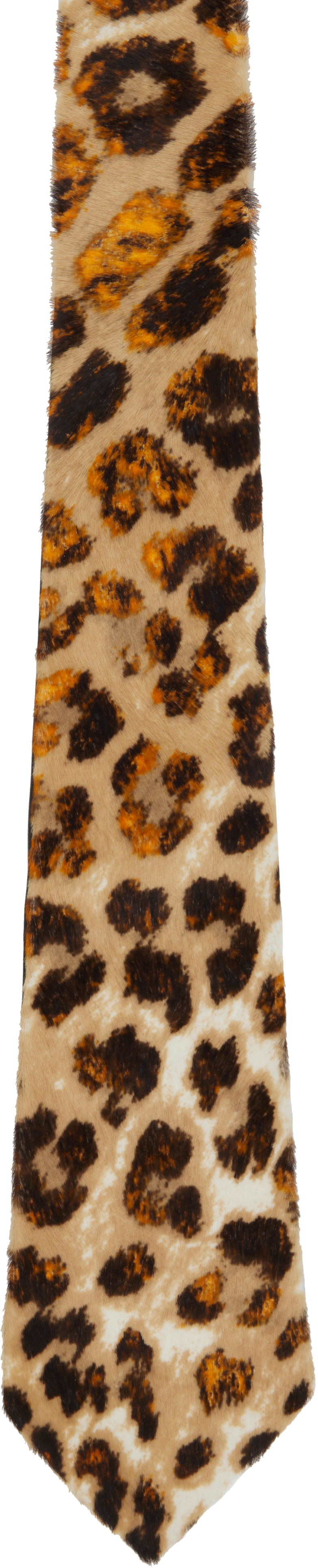 Beige Printed Leather Tie