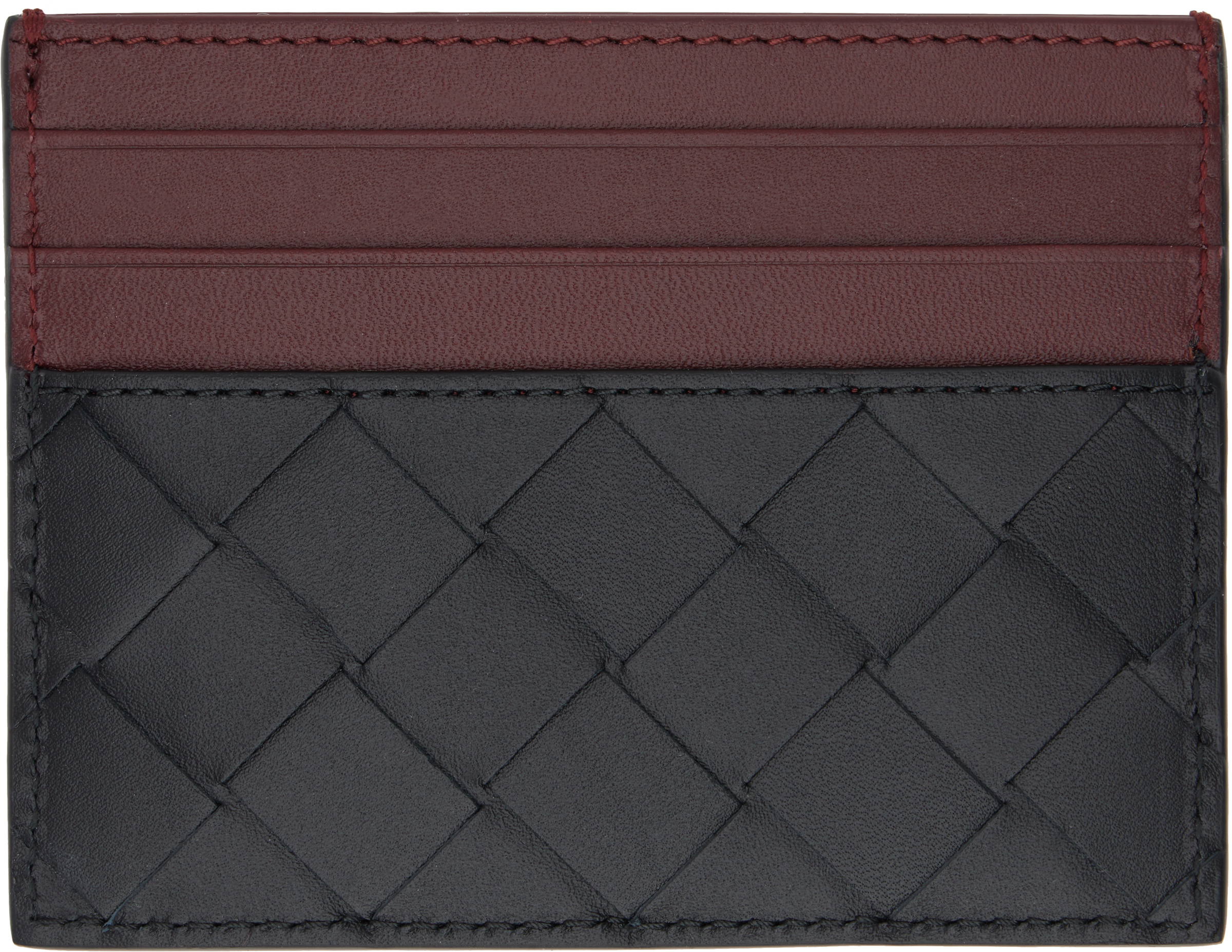 Black & Brown Intrecciato Credit Card Holder