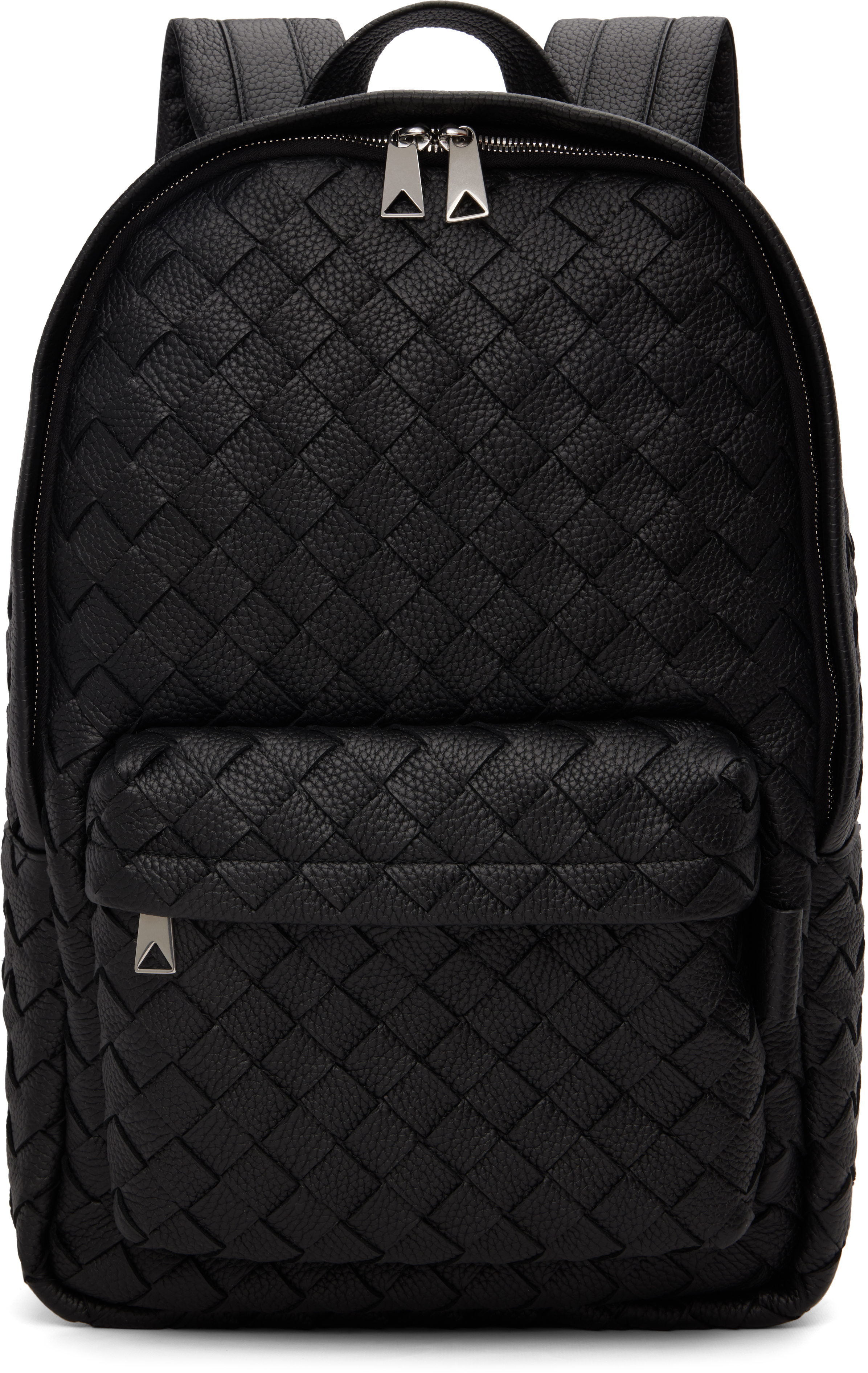 Bottega Veneta Black Intrecciato Backpack In Black