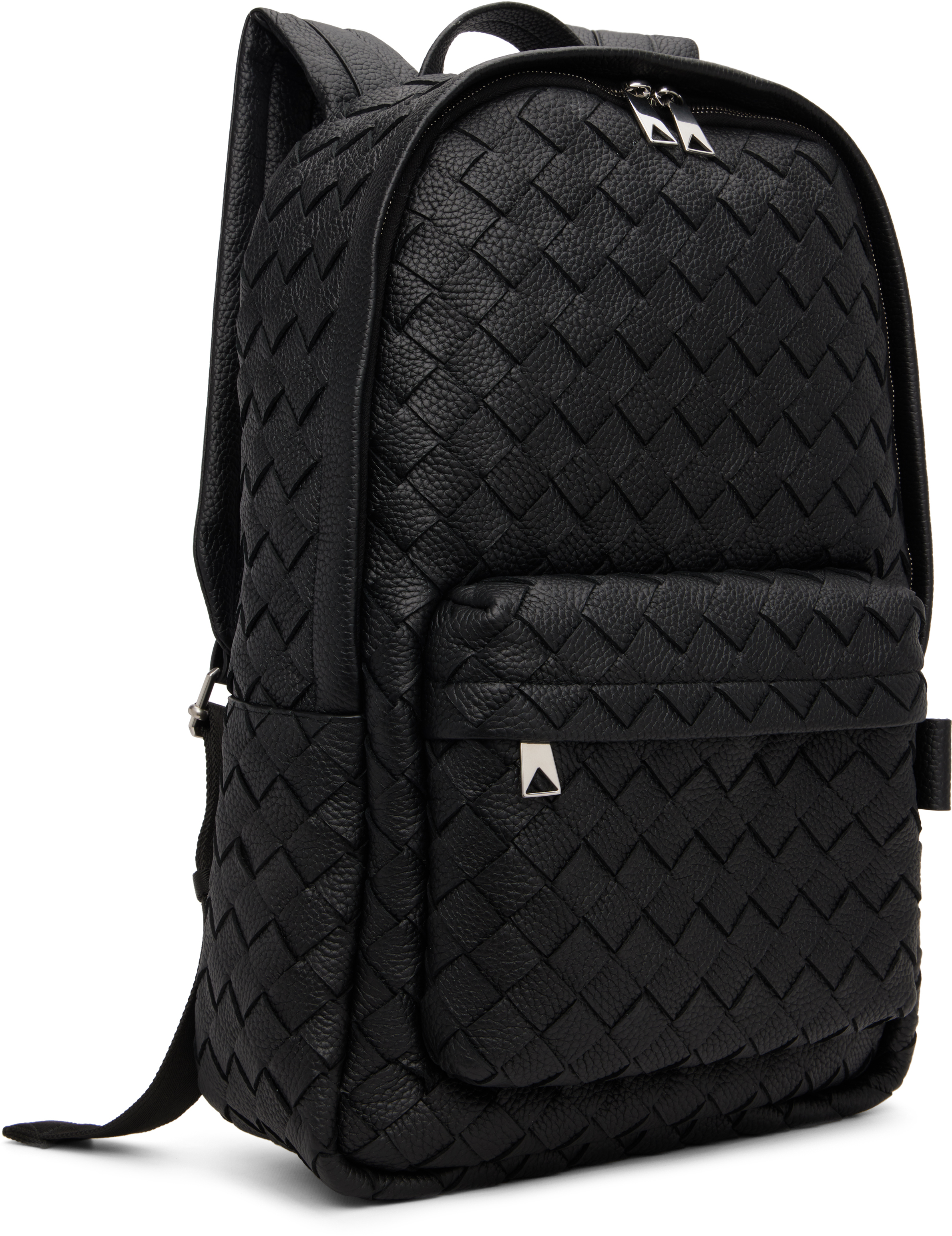 Bottega Veneta Black Intrecciato Backpack In Black