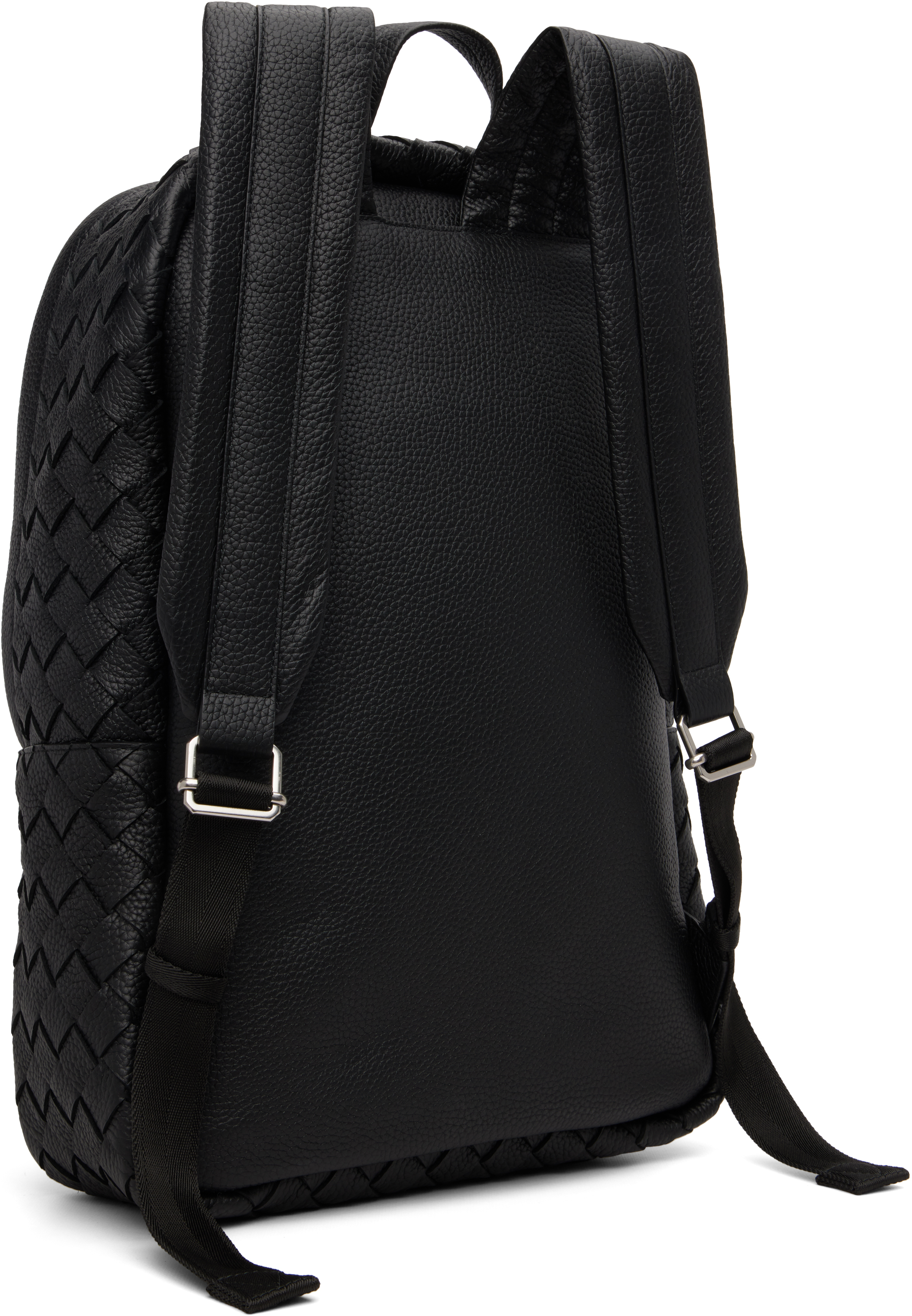 Bottega Veneta Black Intrecciato Backpack In Black