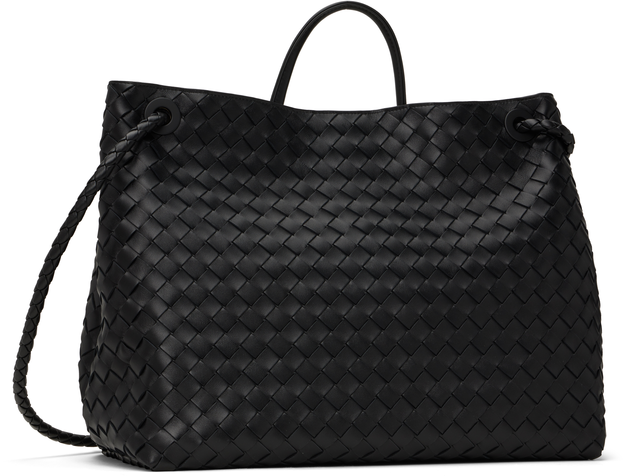 Bottega Veneta Black Large Andiamo Bag In 1139 Black-m Brass