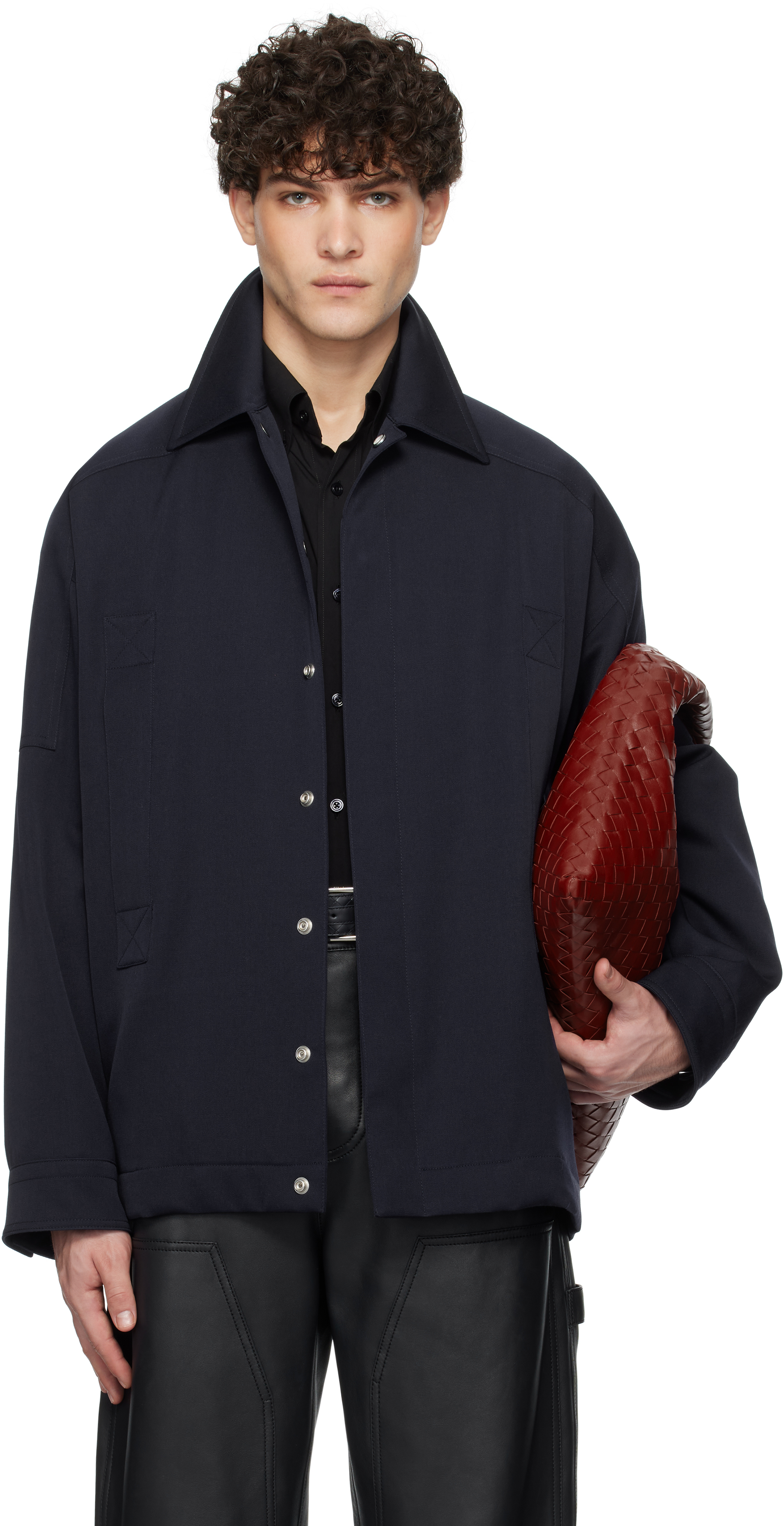 Navy Wool Grain de Poudre Jacket