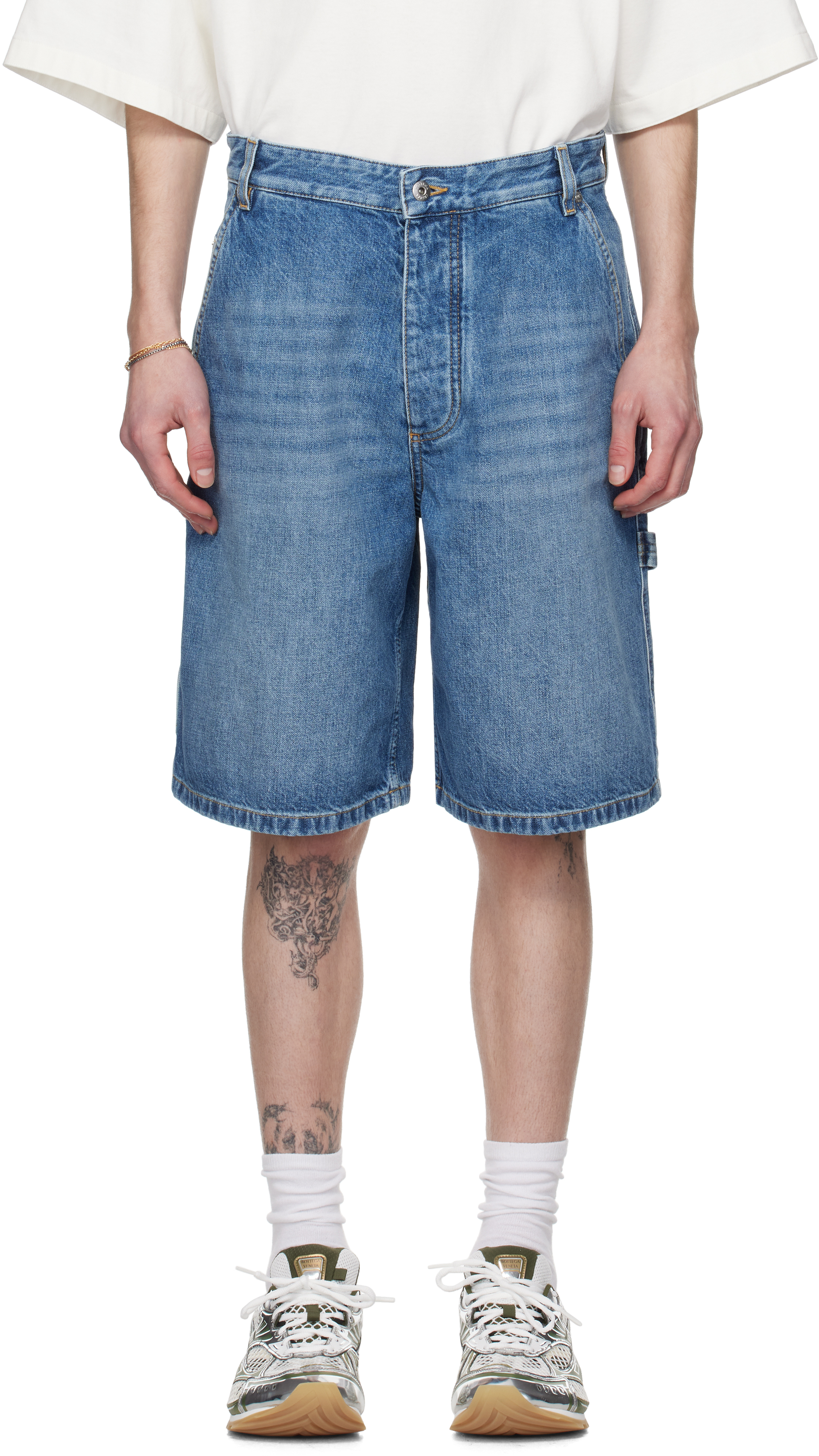 Blue Vintage Cargo Denim Shorts