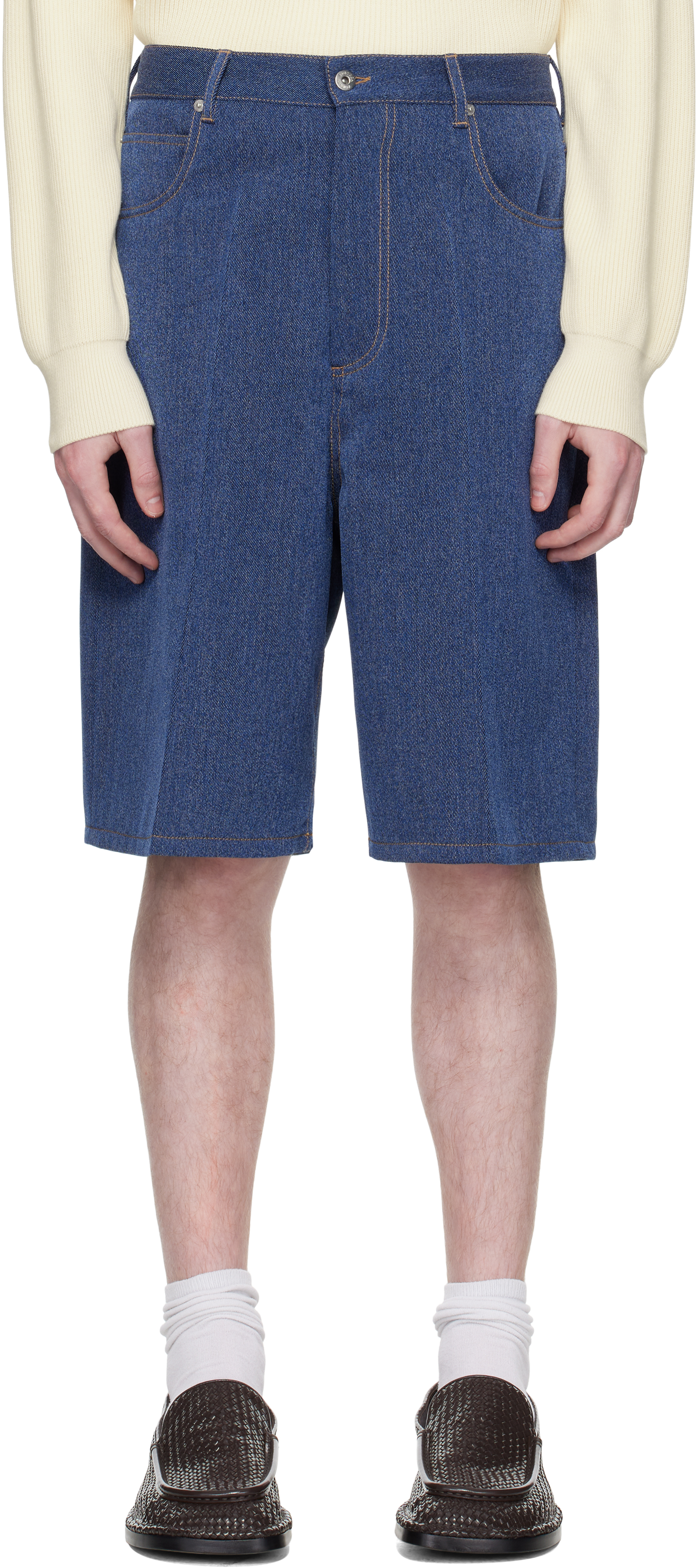 Blue Melange Drill Shorts