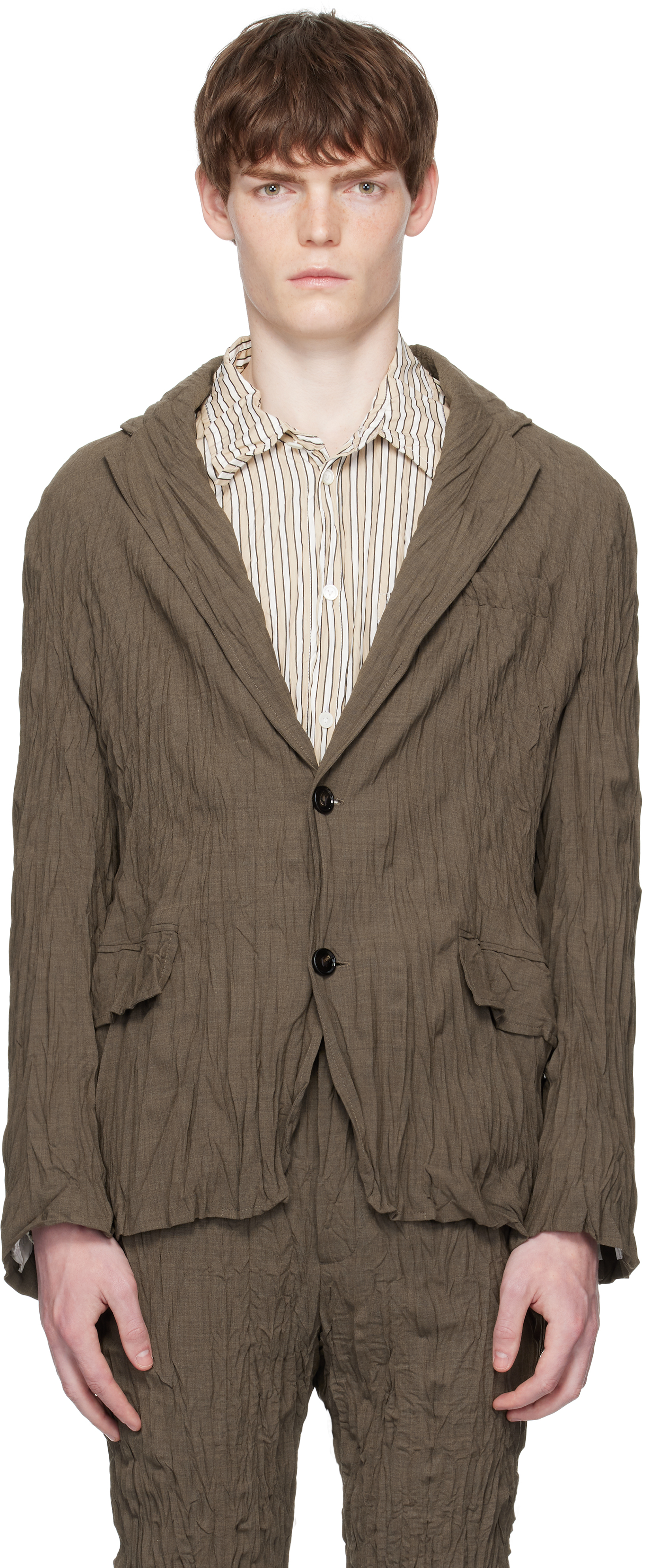 Brown Crushed Wool Blazer