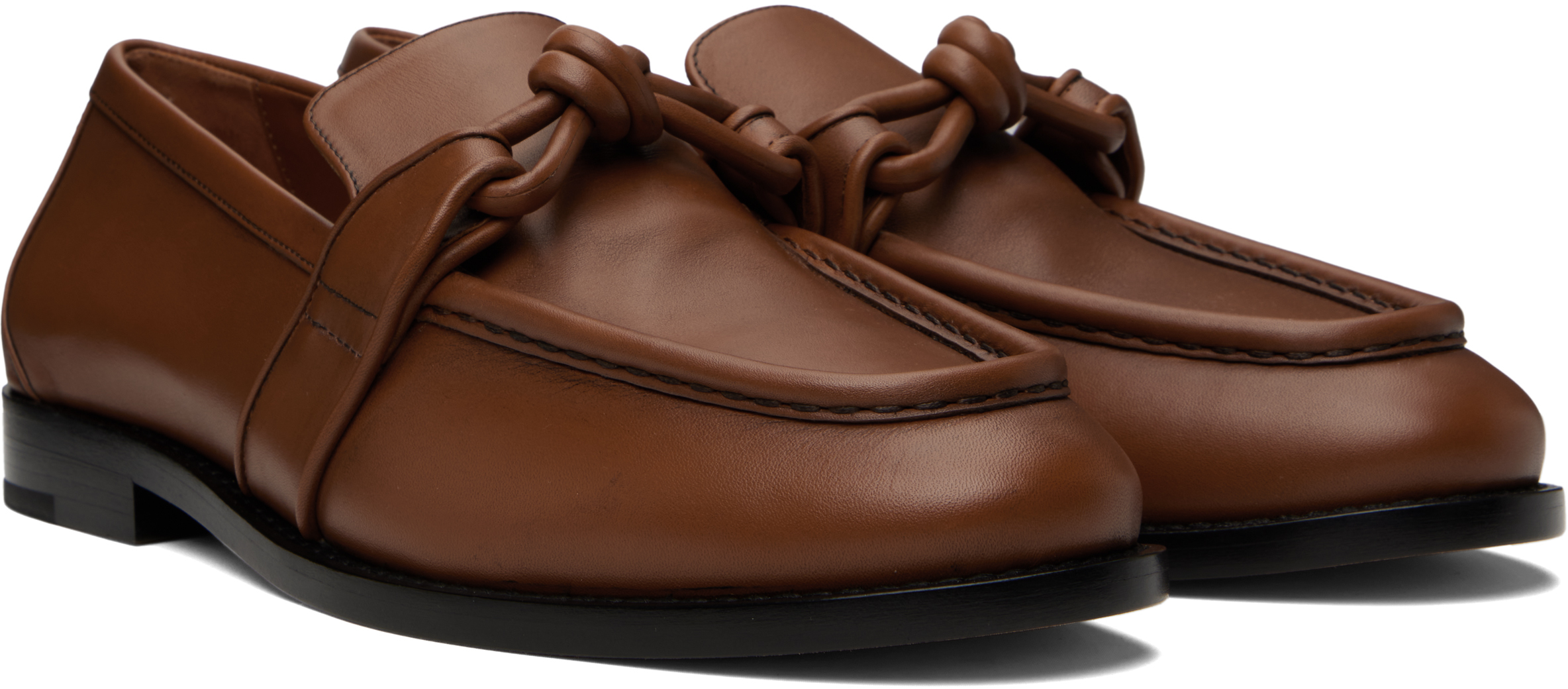 Bottega Veneta Brown Loafers With Knot Detail On The Front In Leather Man In 2742