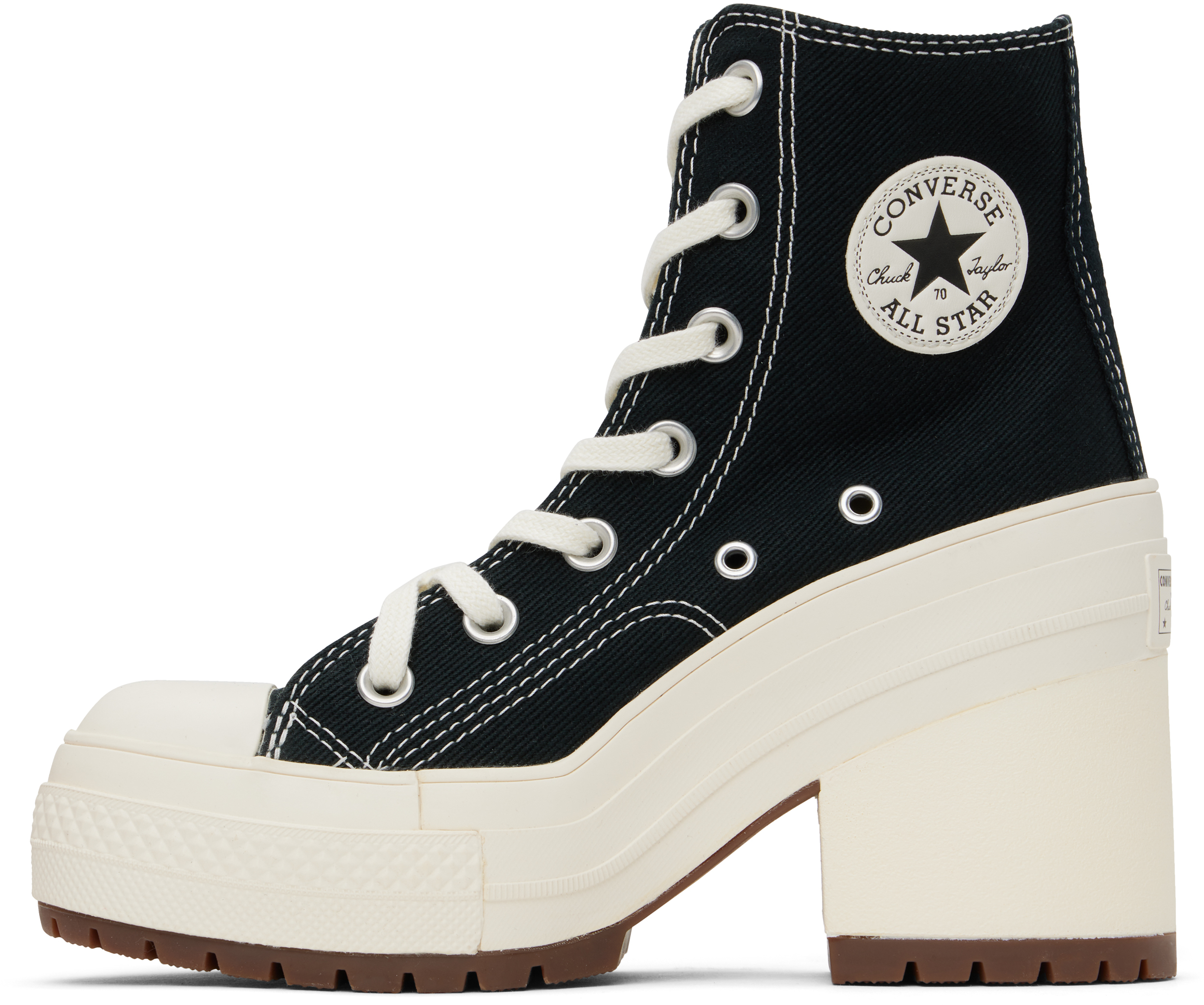 Converse Chuck 70 De Luxe Heel High Top Sneakers In Black/ Egret/ Egret