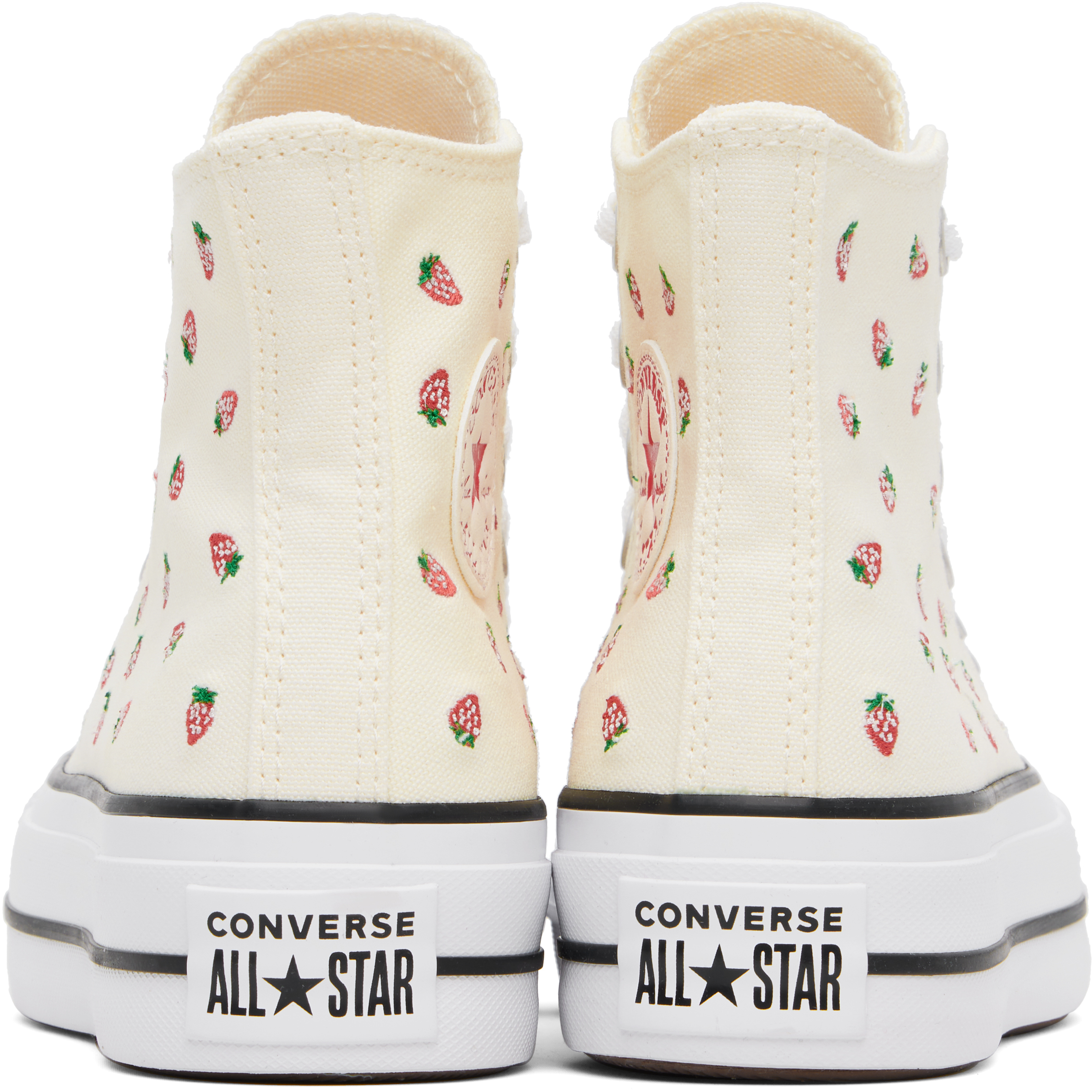 Converse Off-white Chuck Taylor All Star Embroidered Strawberries Sneakers In Egret/soft Red/white