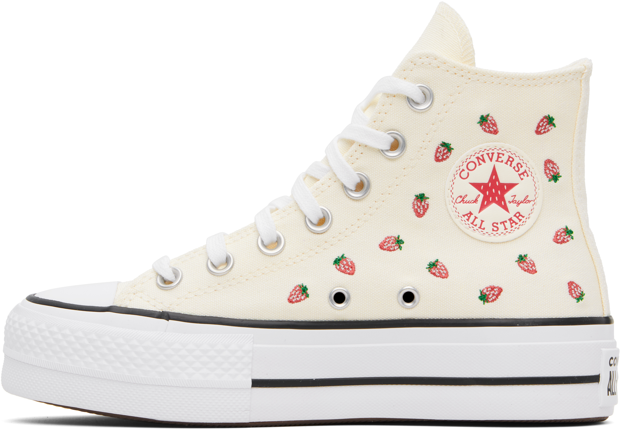 Converse Off-white Chuck Taylor All Star Embroidered Strawberries Sneakers In Egret/soft Red/white