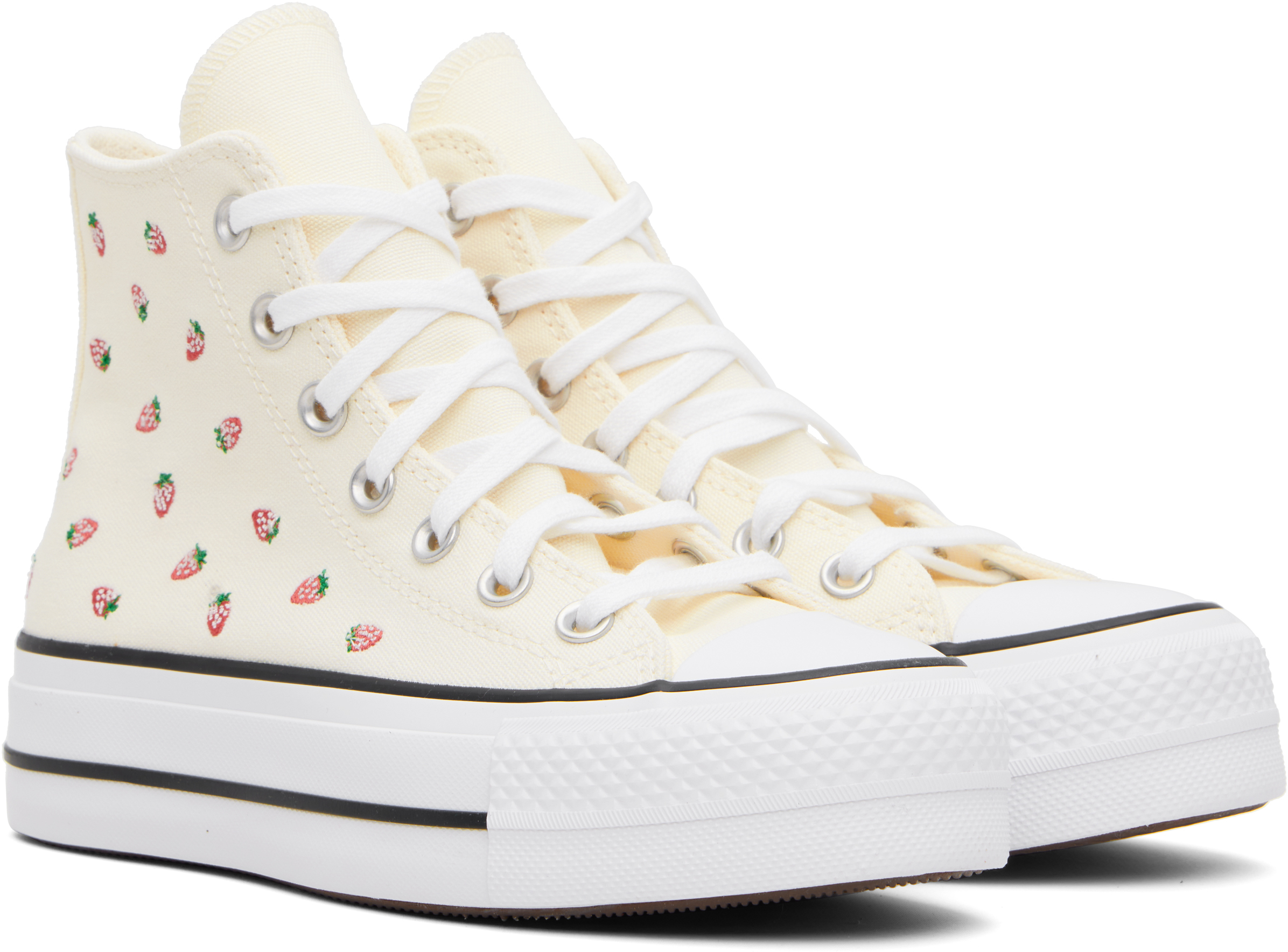 Converse Off-white Chuck Taylor All Star Embroidered Strawberries Sneakers In Egret/soft Red/white