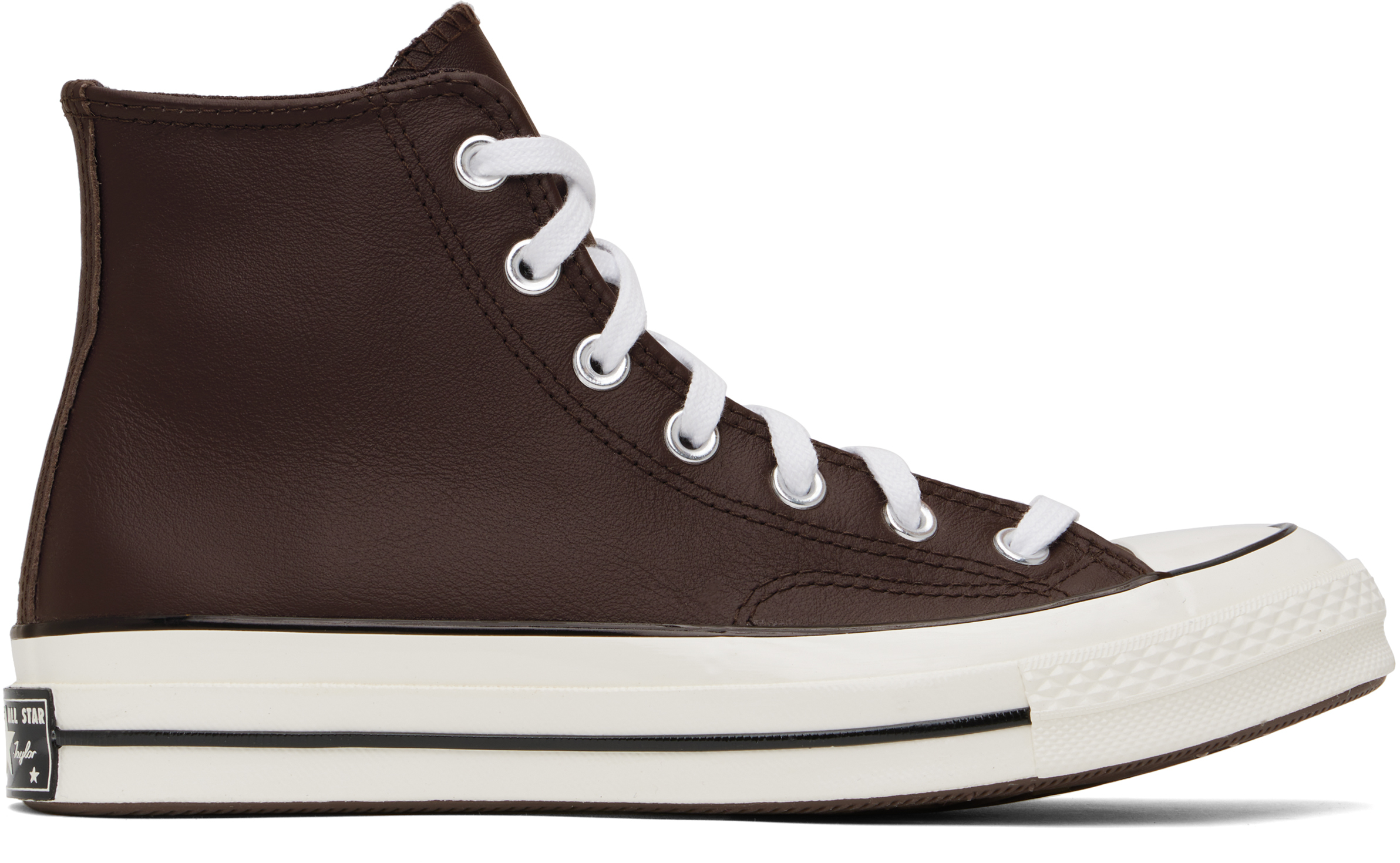 Brown Chuck 70 Heritage Leather High Top Sneakers