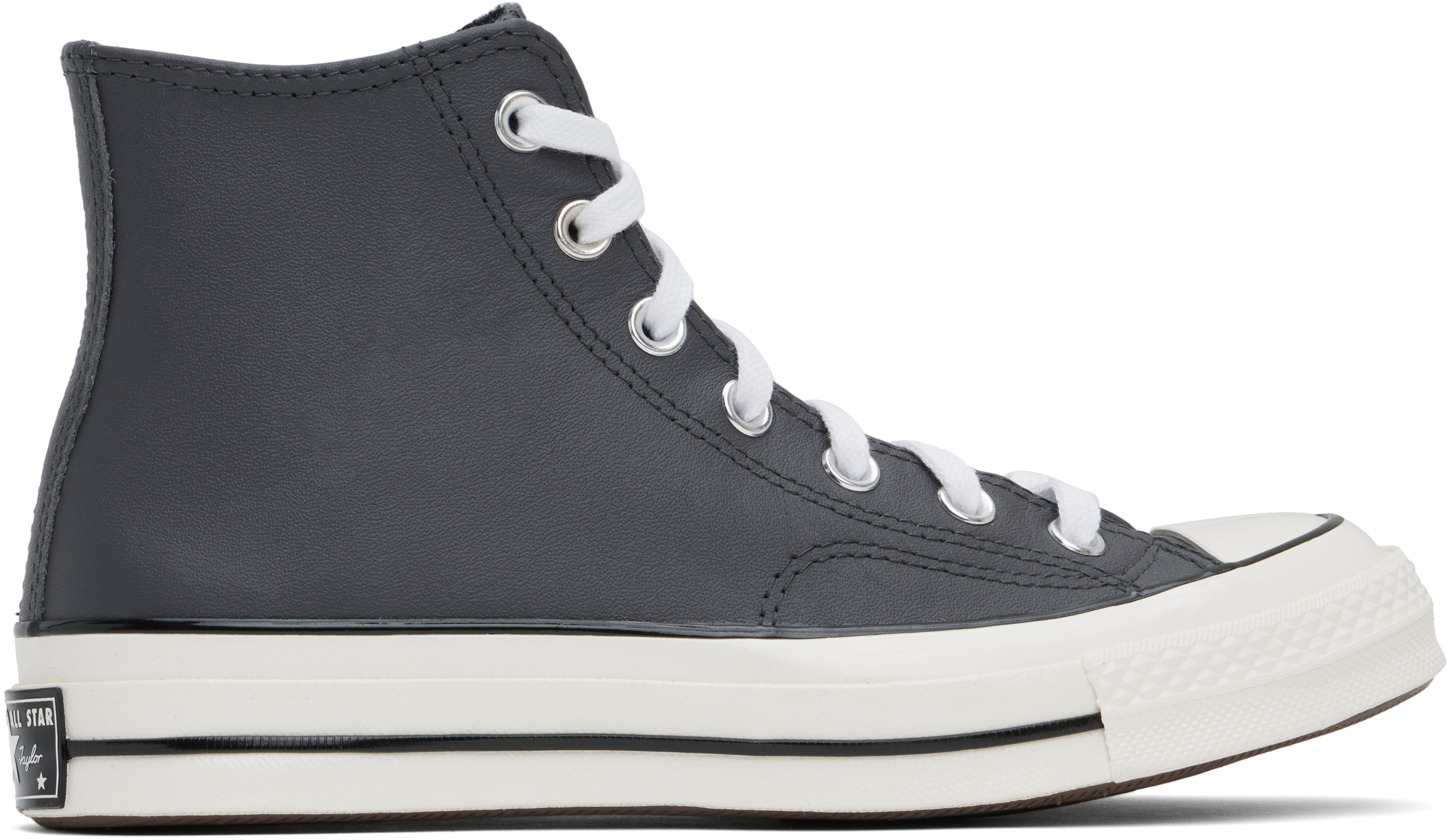 Gray leather converse deals