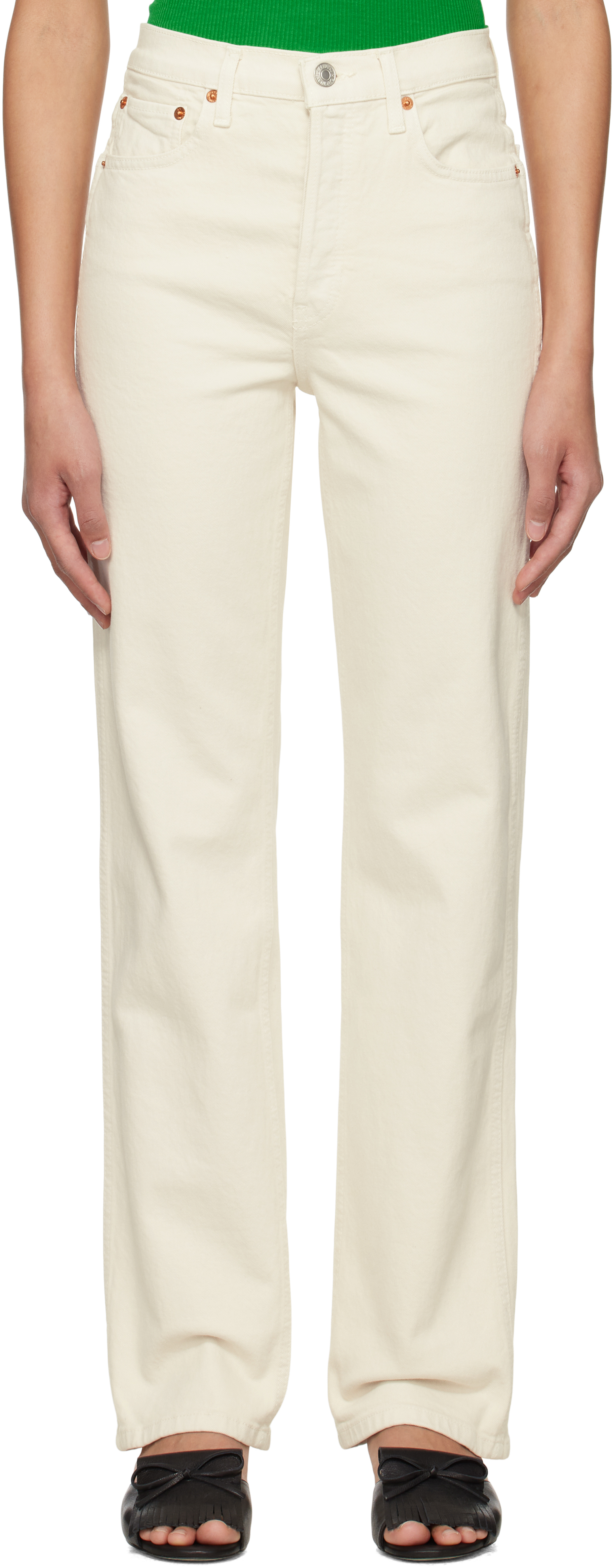 Re/done Off-white Comfort Stretch 90s High Rise Loose Jeans