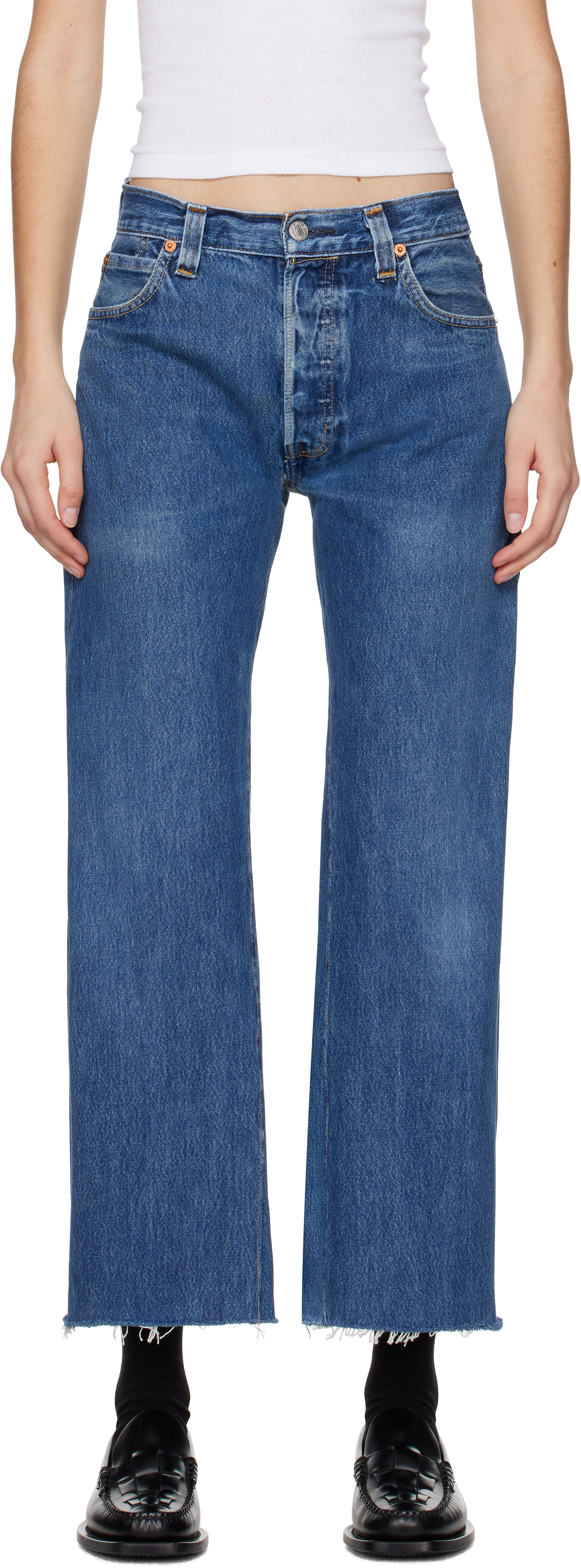 Blue Levi's Edition High Rise Wide Leg Crop Jeans