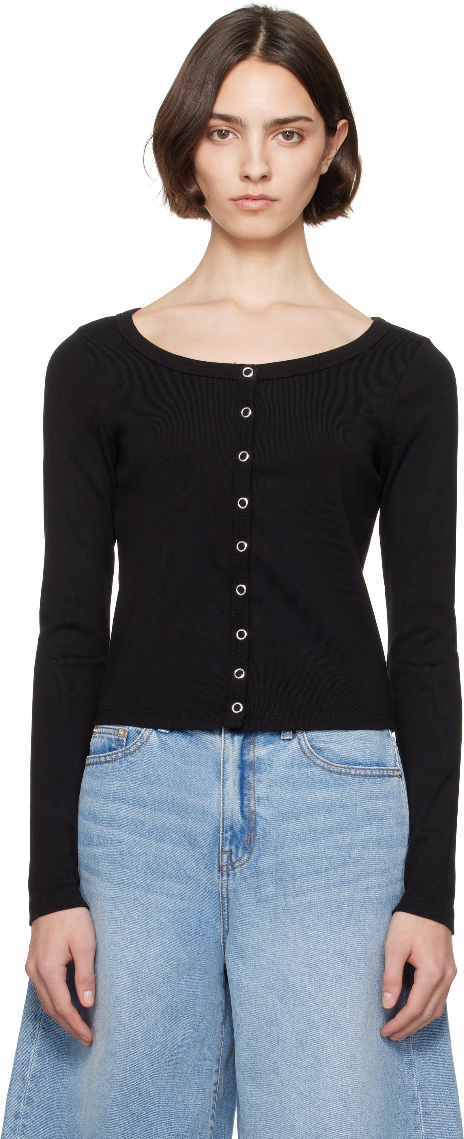 Black Hanes Edition Scoop Neck Cardigan