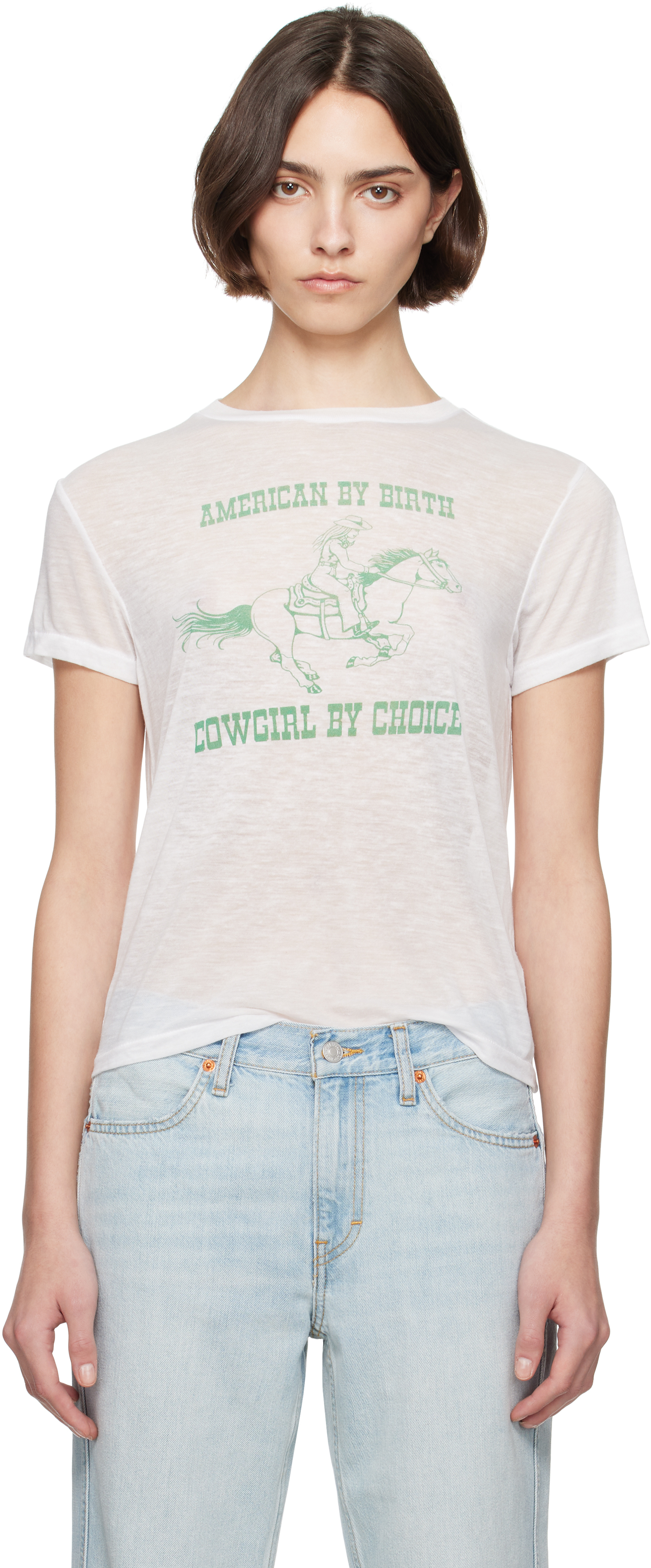 White Classic Burnout 'Cowgirl' T-shirt