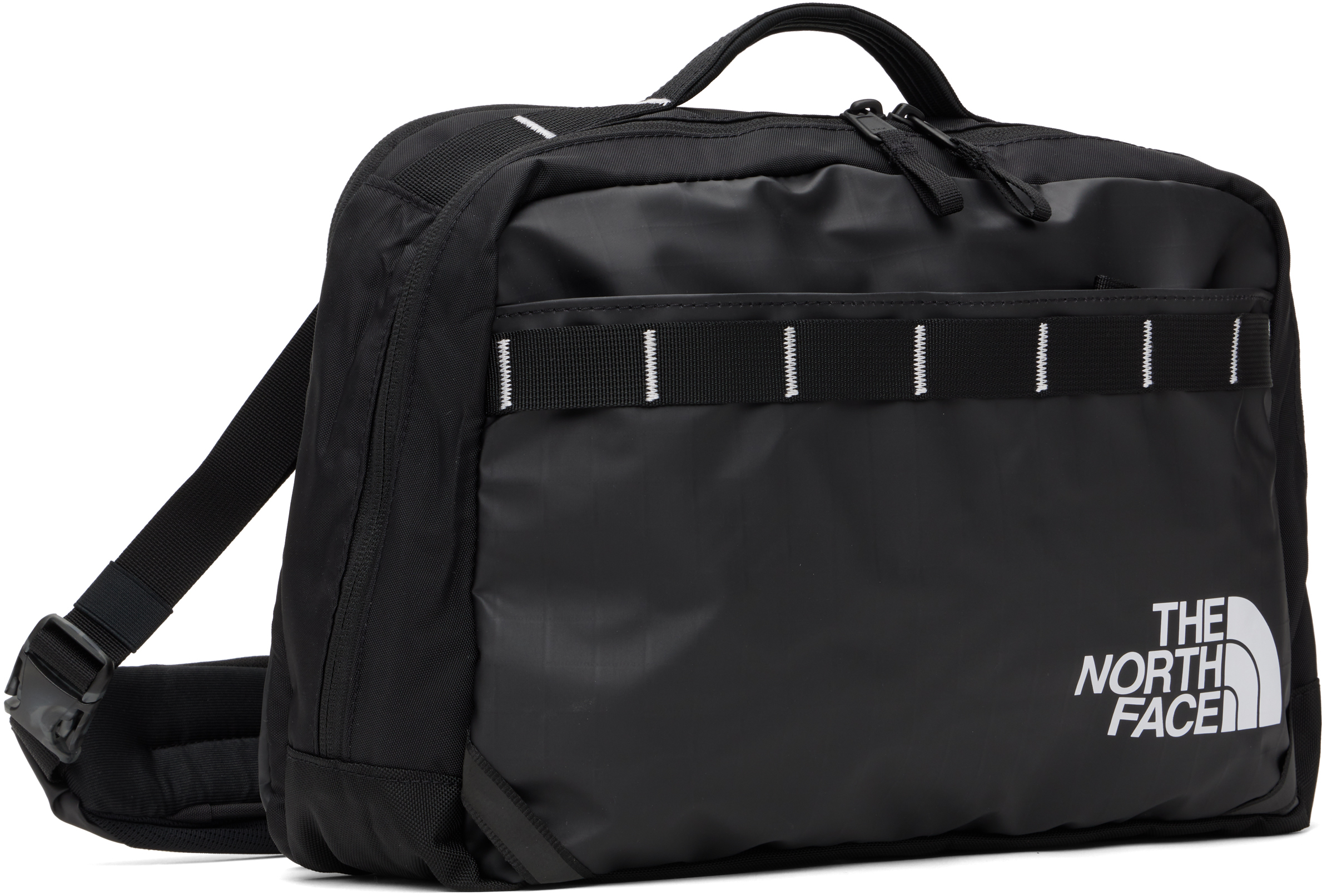 Shop The North Face Black Base Camp Voyager Sling Backpack In 53r Tnf Black/tnf Wh