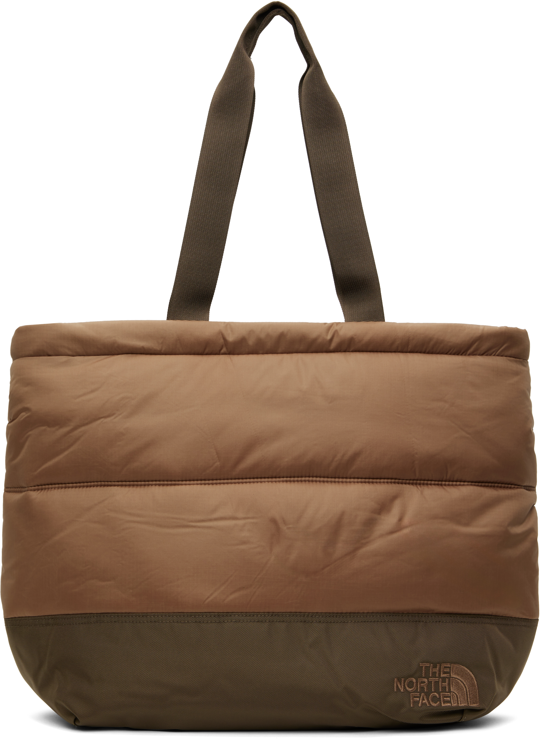 The North Face Brown Nuptse Tote In 5k2 Latte/smokey