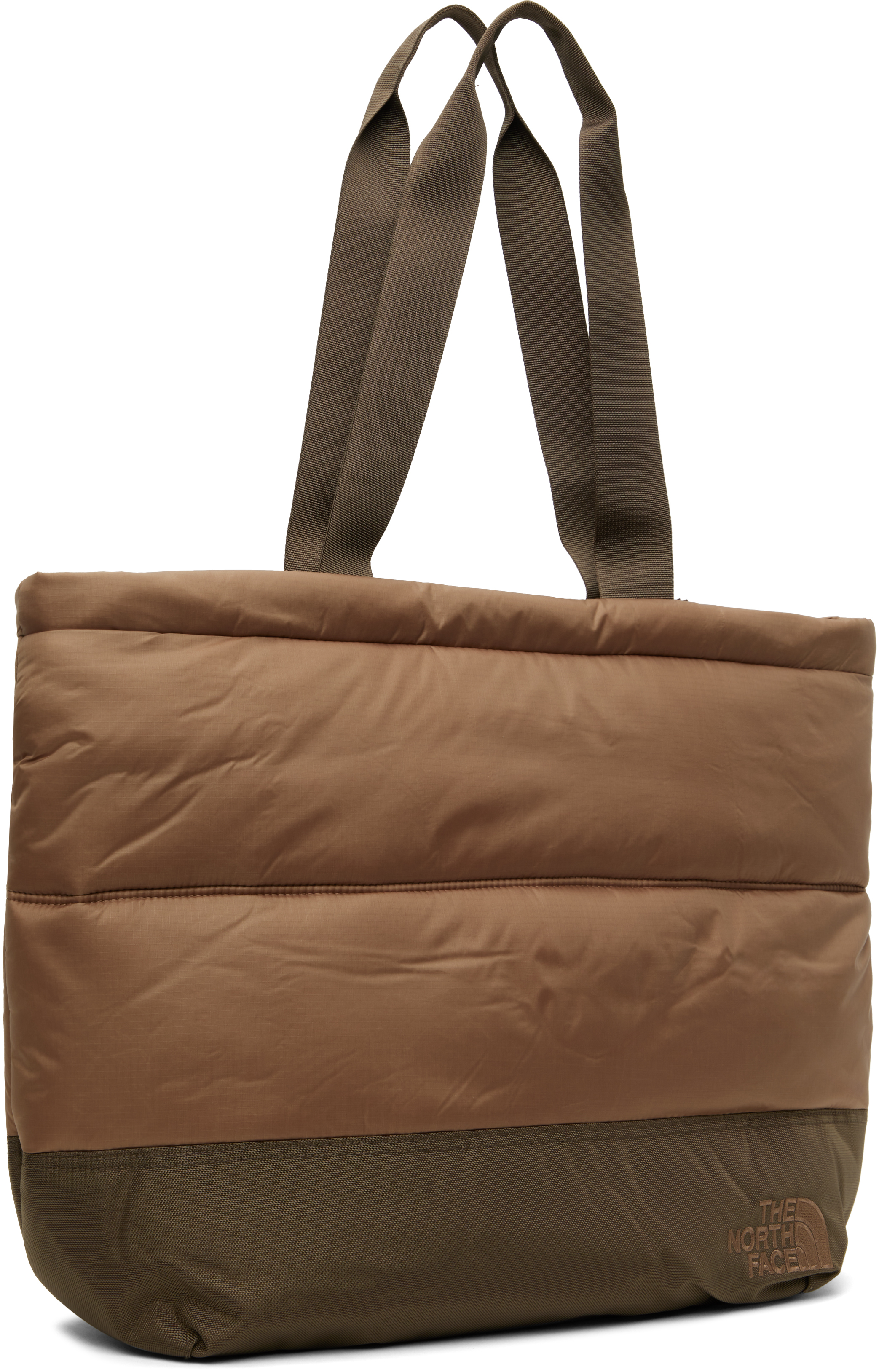 The North Face Brown Nuptse Tote In 5k2 Latte/smokey