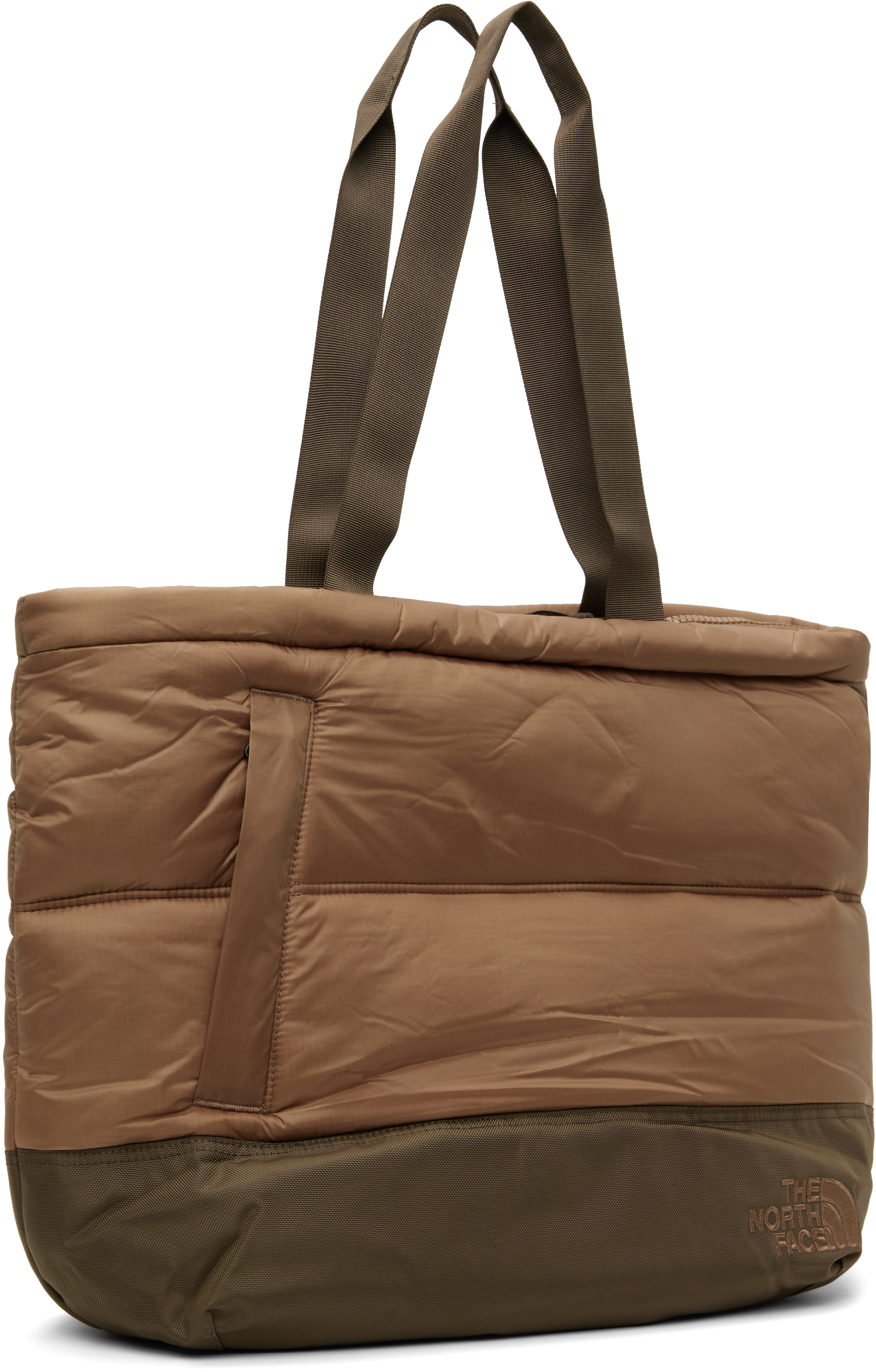 The North Face Brown Nuptse Tote In 5k2 Latte/smokey