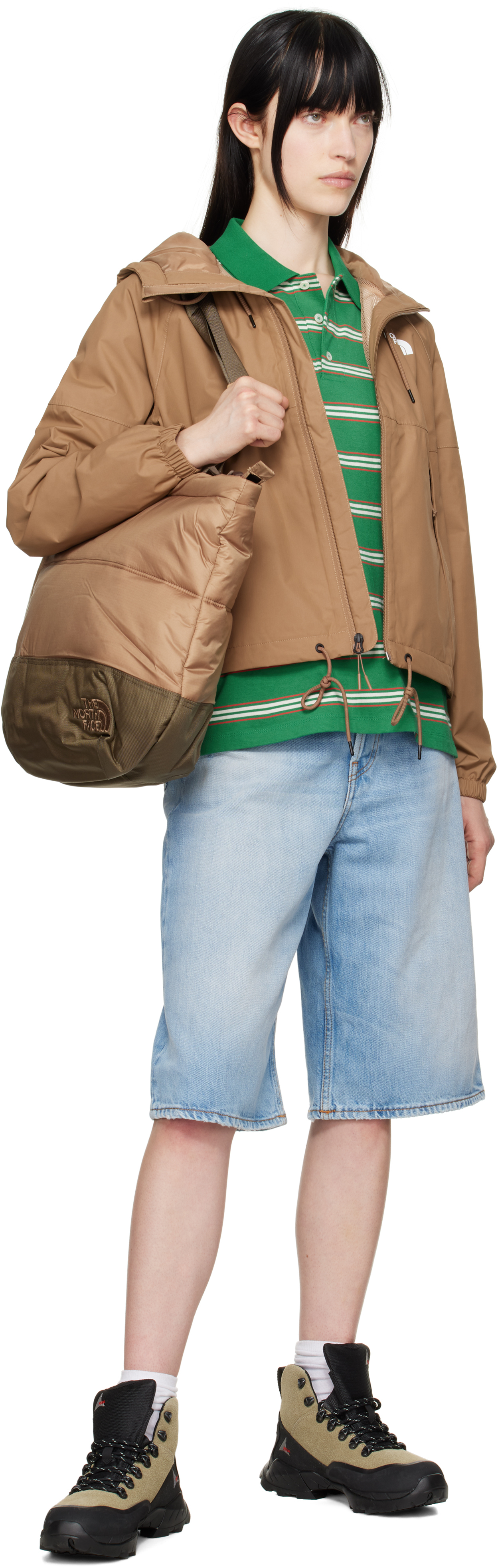 The North Face Brown Nuptse Tote In 5k2 Latte/smokey