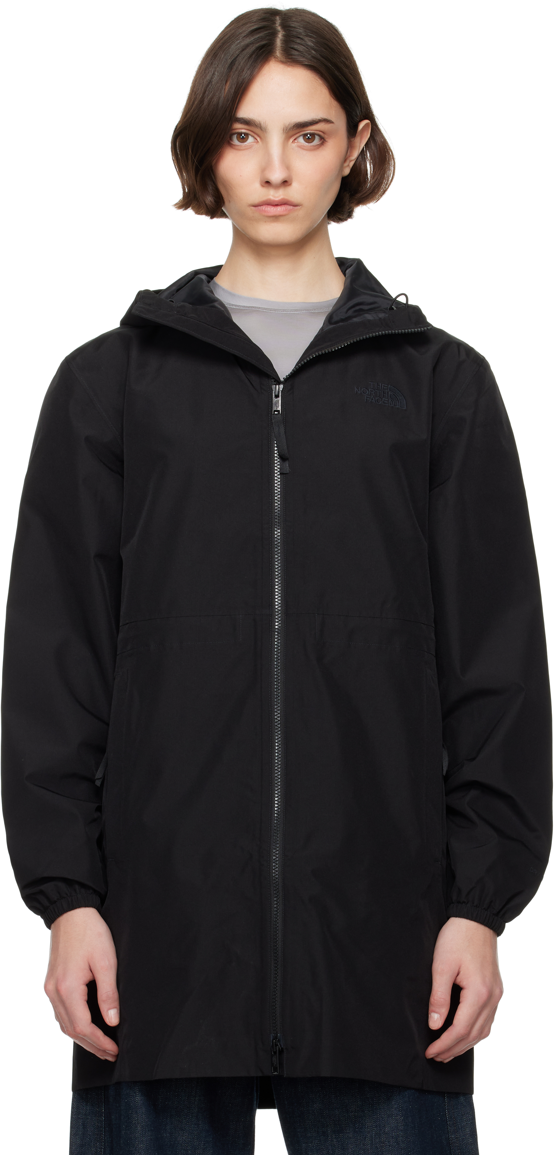 The North Face: Black Daybreak Mid Rain Coat SSENSE Canada