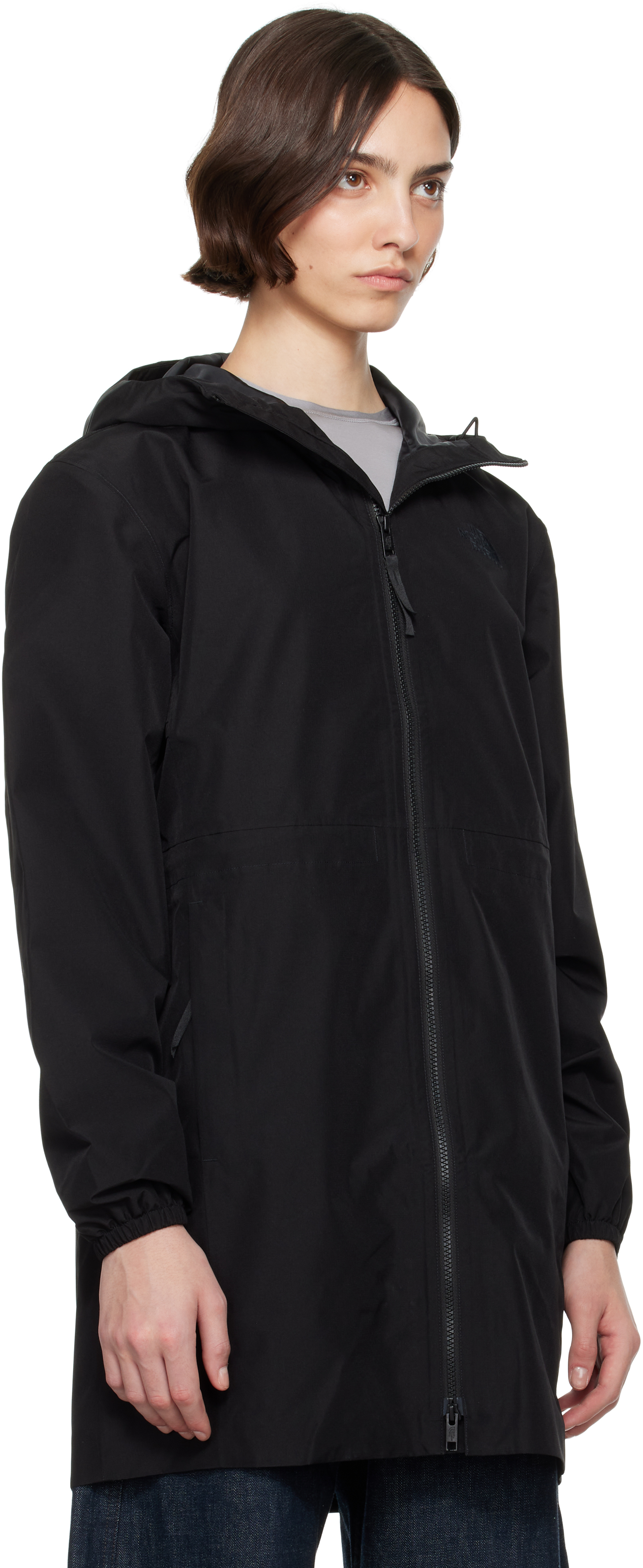 The North Face Black Daybreak Mid Rain Coat In Jk3 Tnf Black