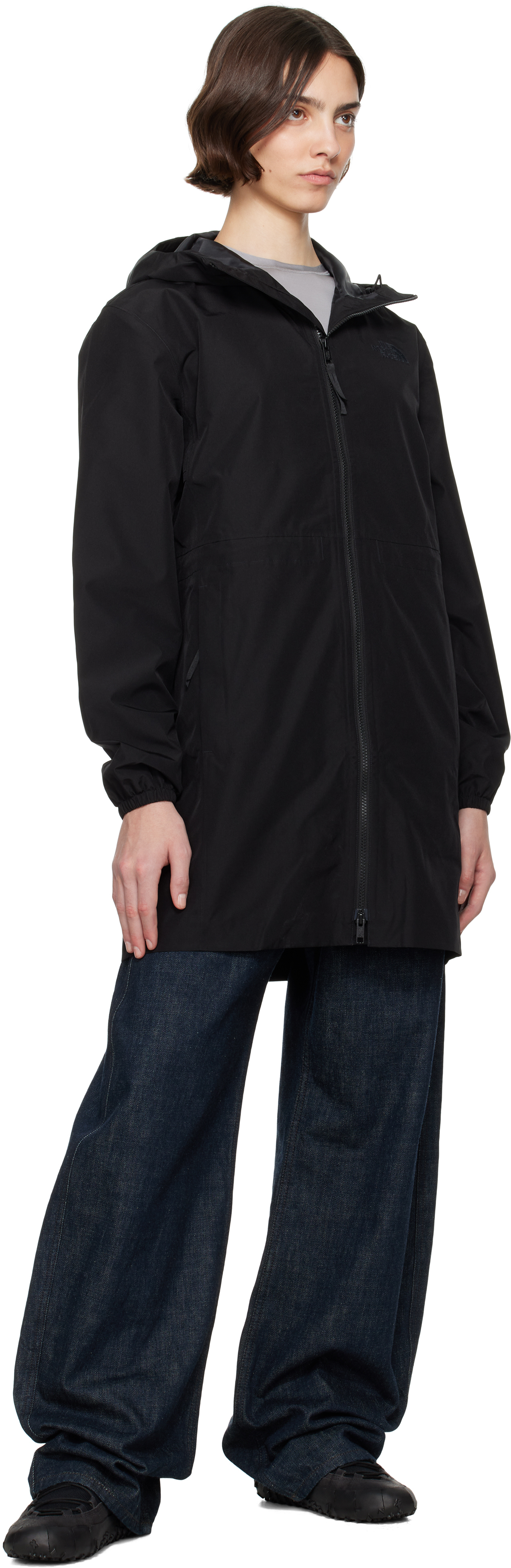 The North Face Black Daybreak Mid Rain Coat In Jk3 Tnf Black