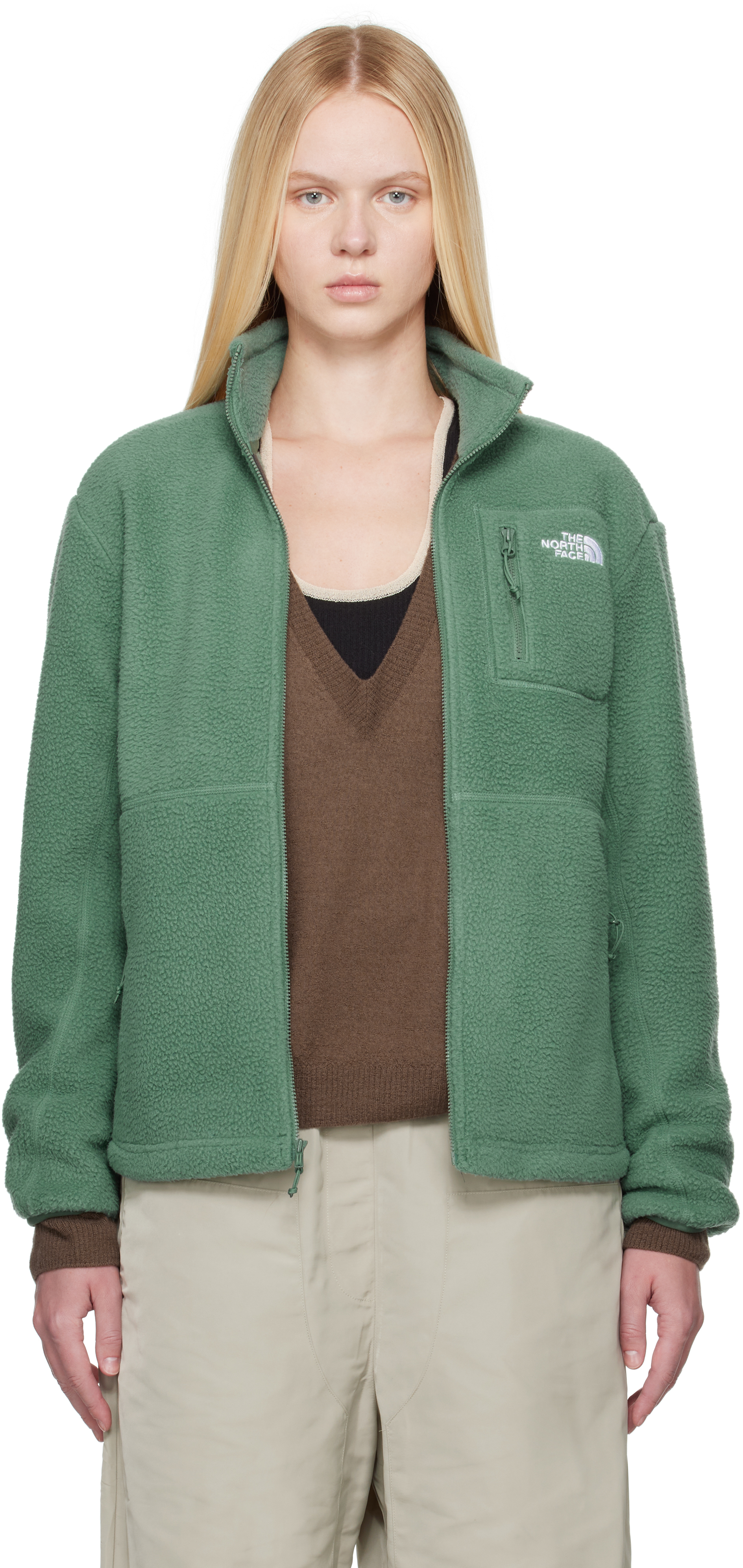 THE NORTH FACE GREEN YUMIORI FULL-ZIP JACKET