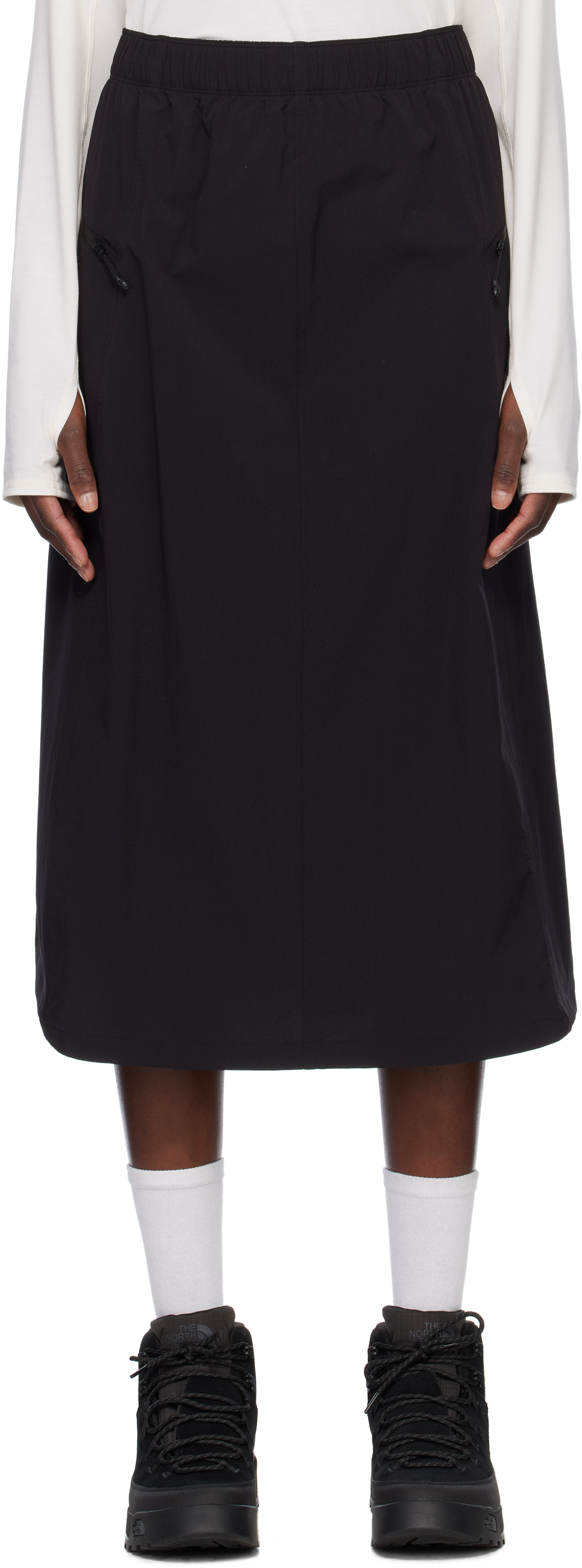 Black North Dome Wind Midi Skirt by The North Face on Sale