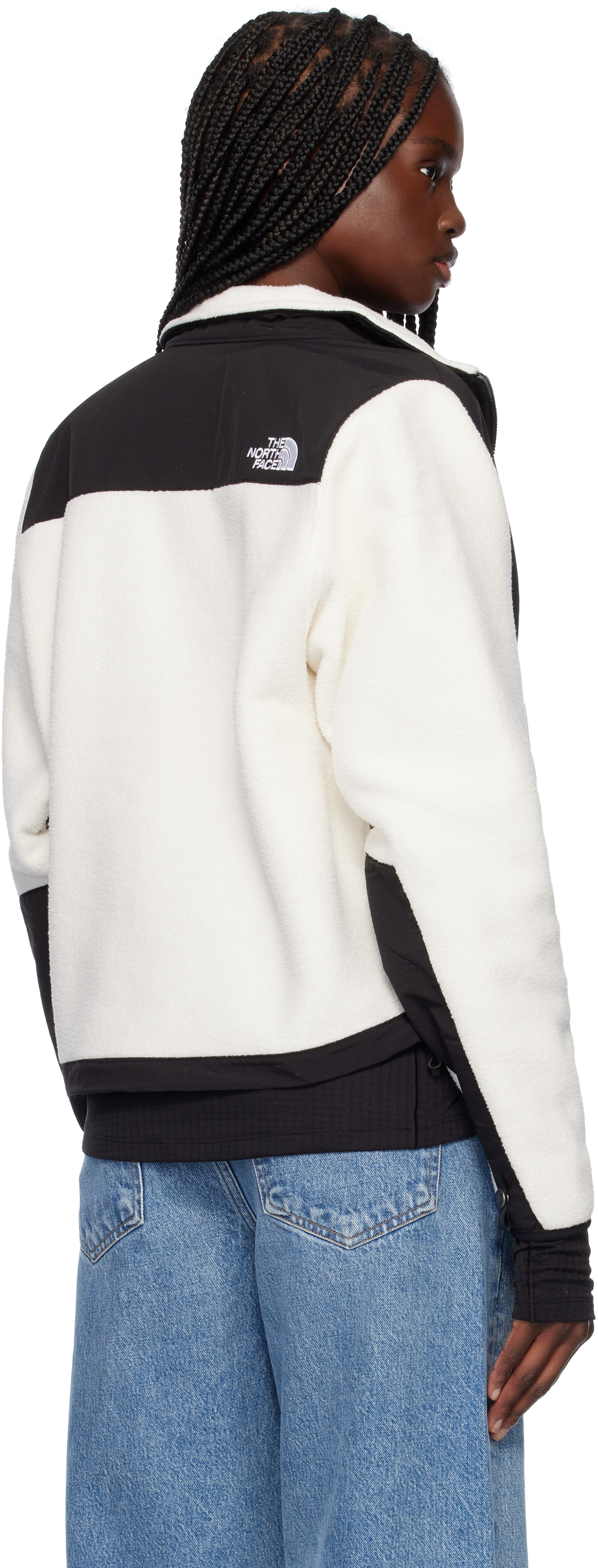 The North Face White & Black Retro Denali Jacket In Qli White Dune