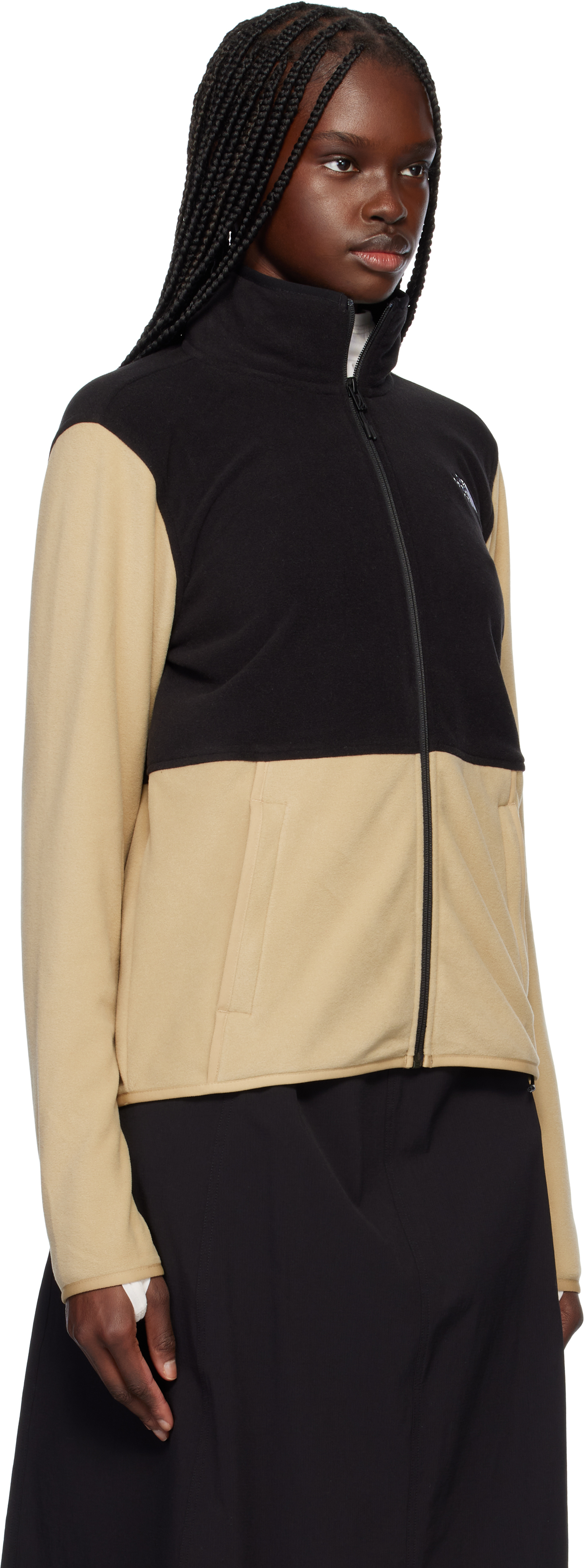 THE NORTH FACE BEIGE & BLACK GLACIER FLEECE JACKET