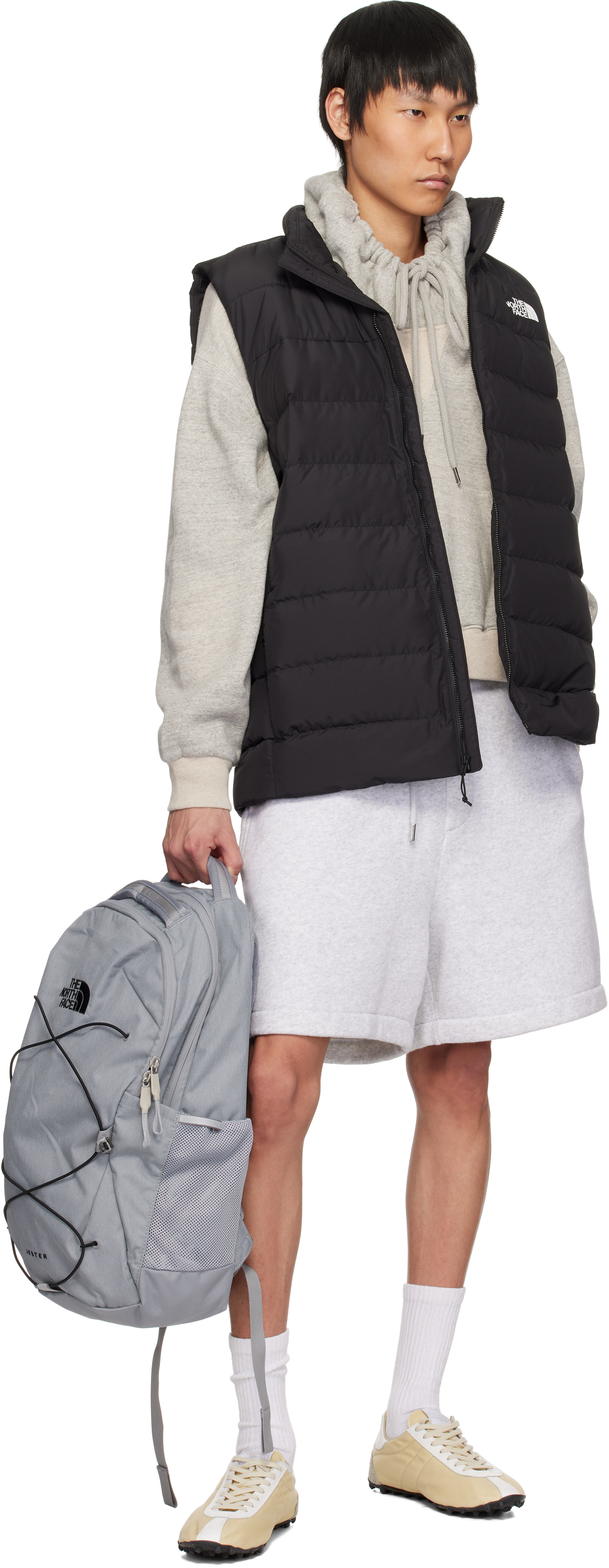 The North Face Gray Jester Backpack In Mid Gry Hthr/blk Aie