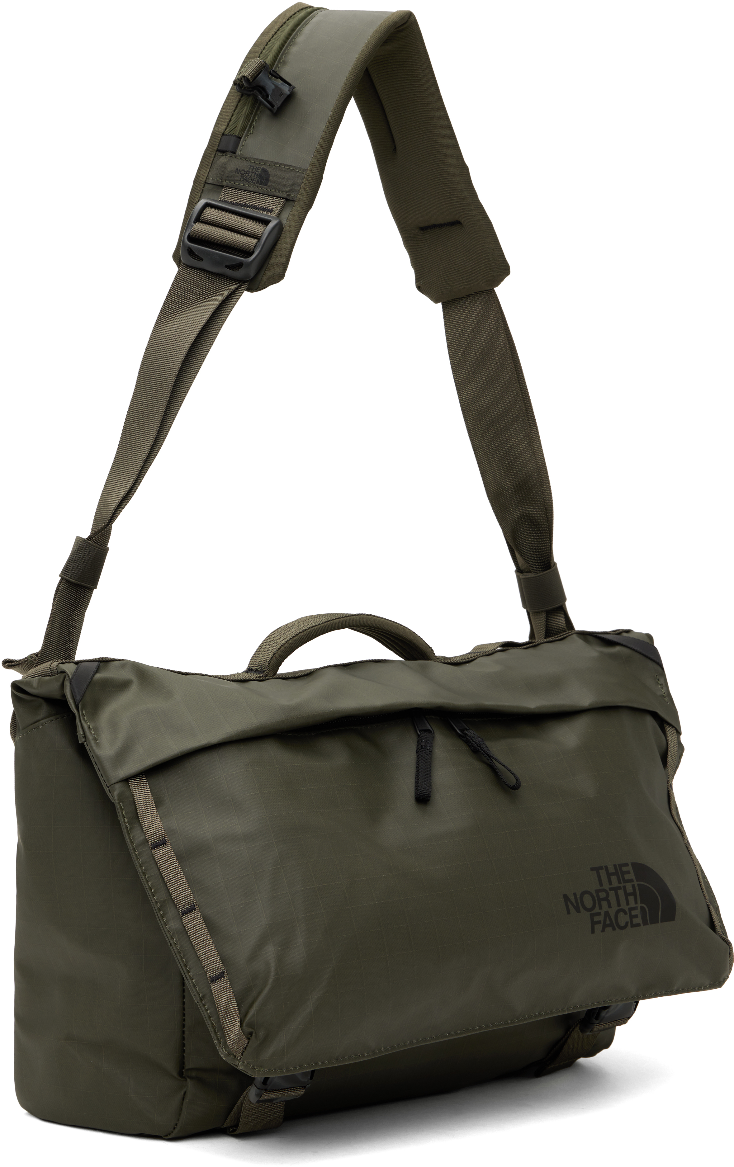 The North Face Khaki Base Camp Voyager Messenger Bag In Taupe Green/blk 4wc