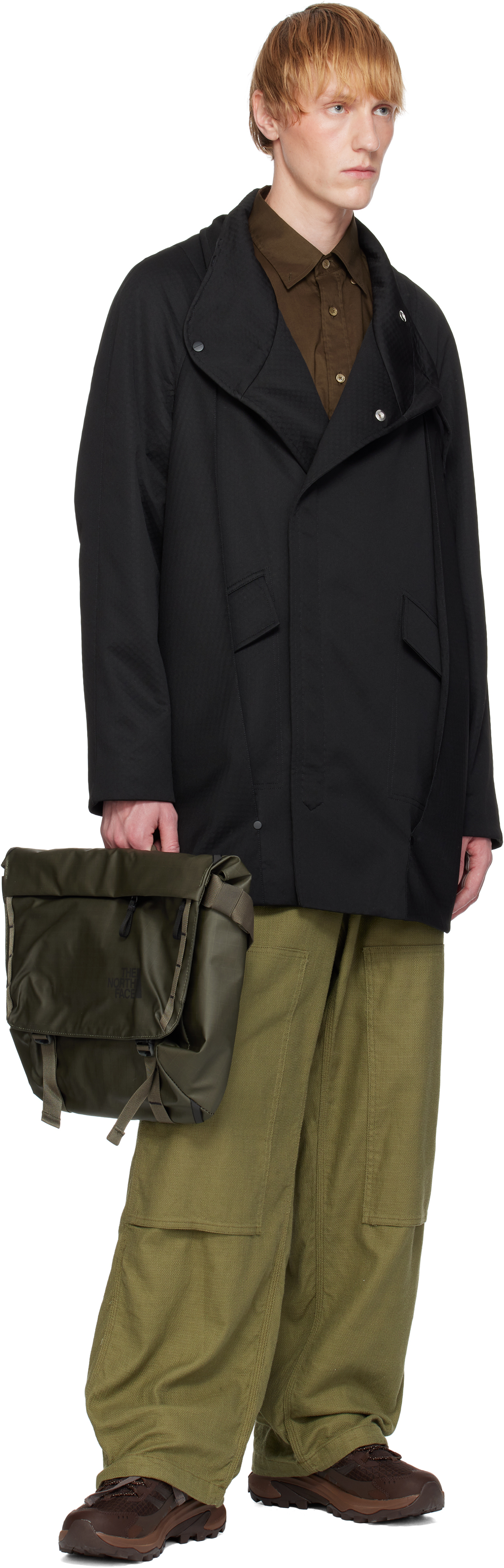 The North Face Khaki Base Camp Voyager Messenger Bag In Taupe Green/blk 4wc