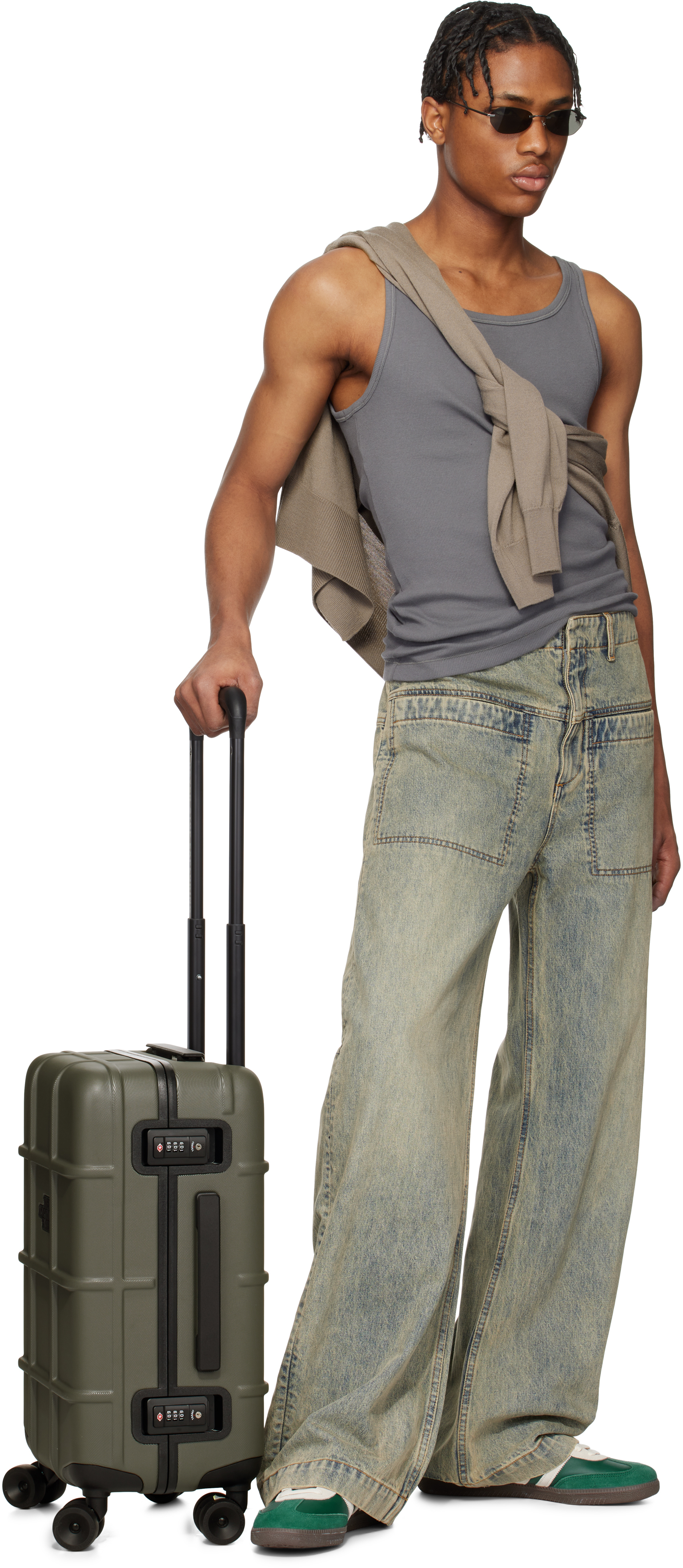 The North Face Green All Weather 4-wheeler 22 Suitcase In Taupe Green/blk 4wc