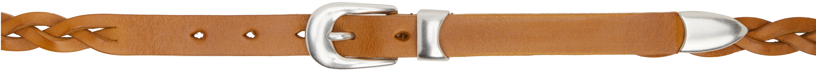 Tan 2 CM Braided Belt