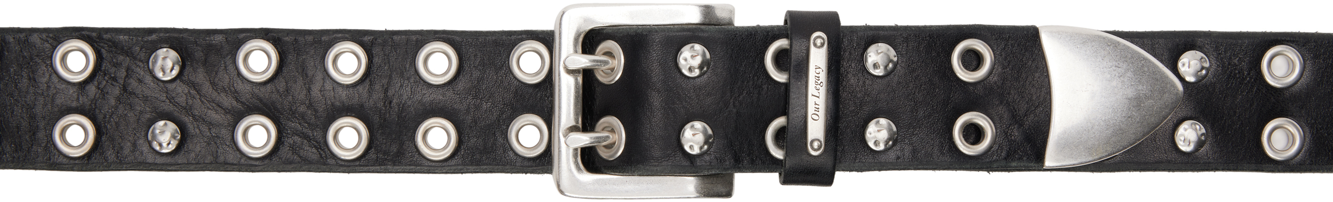 Black Studded Double Tongue Belt