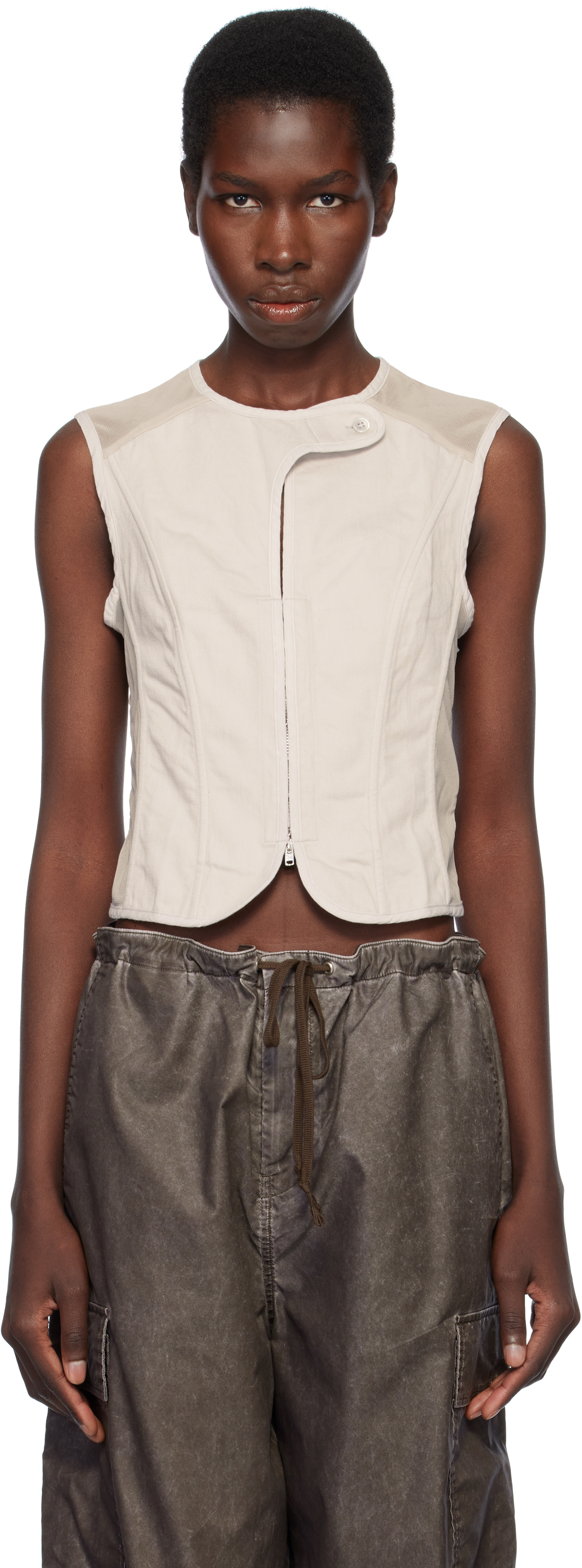 Shop Our Legacy Gray Sateen Corset Vest In Dusty Bunny
