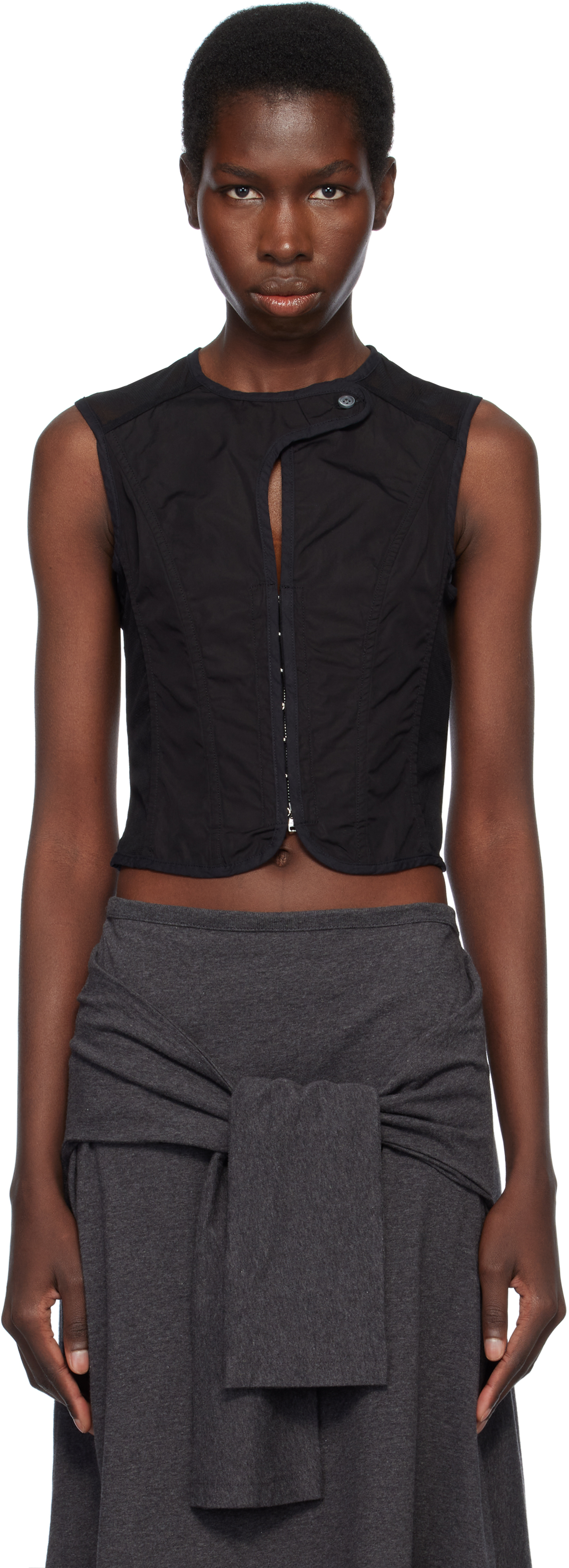 Black Poplin Corset Vest