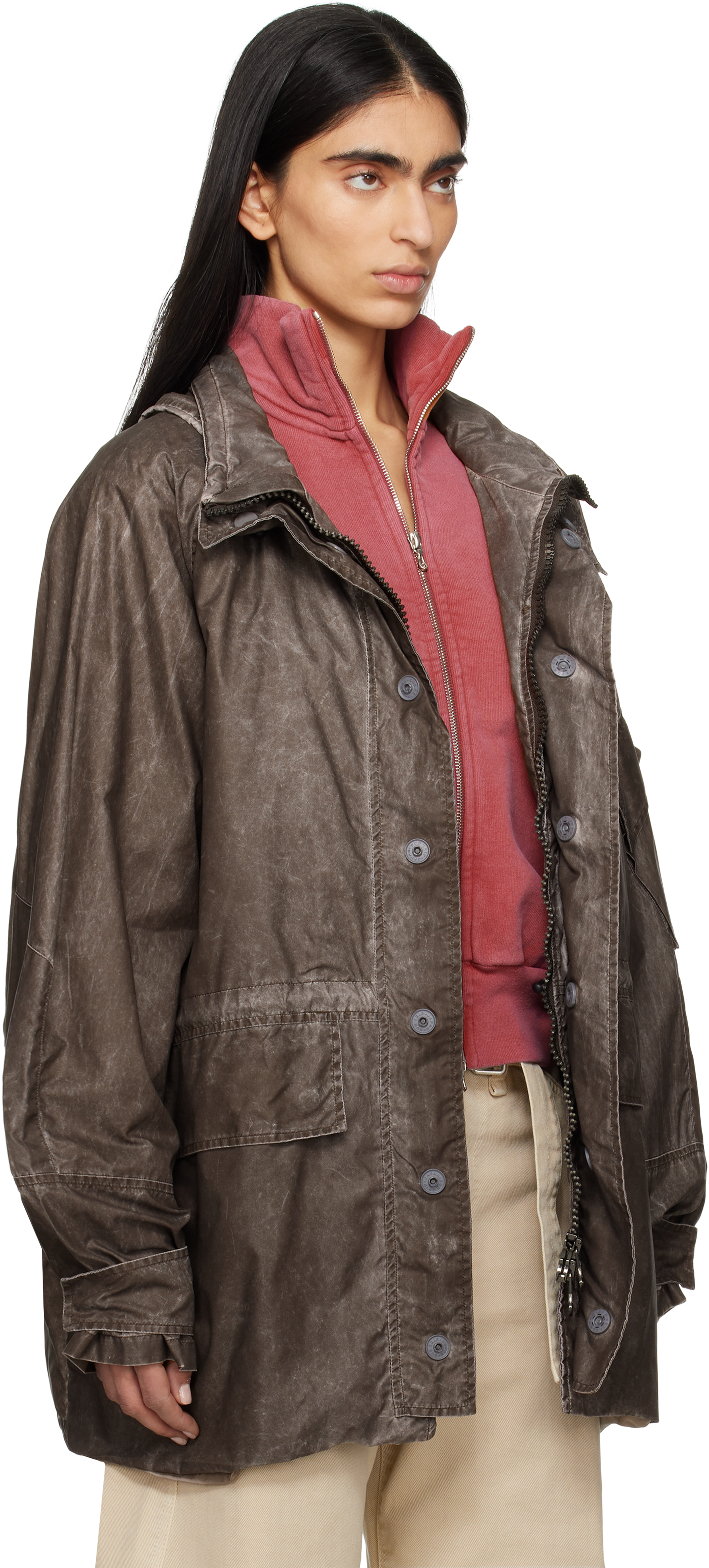 Our Legacy Brown Horizon Jacket In Brown Wash Out Nylon