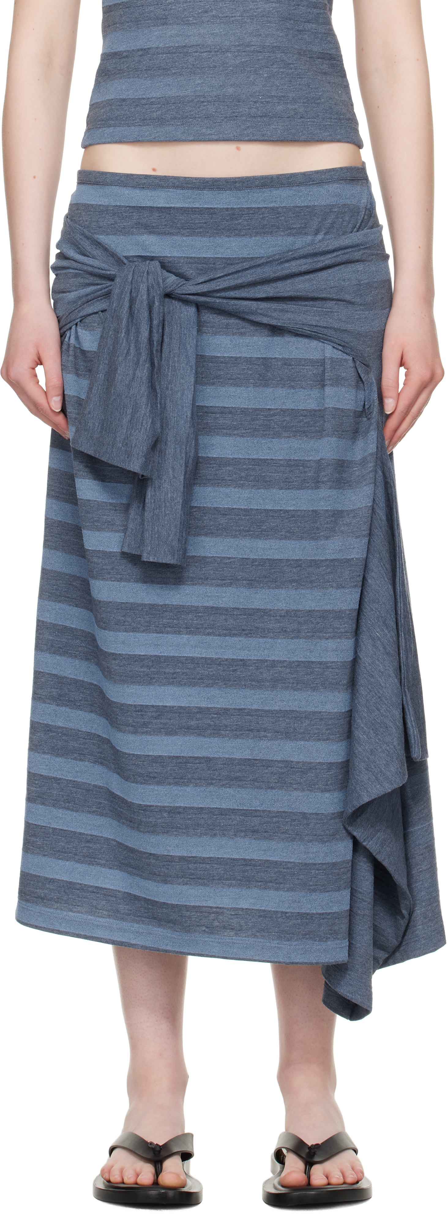 Blue Sash Midi Skirt