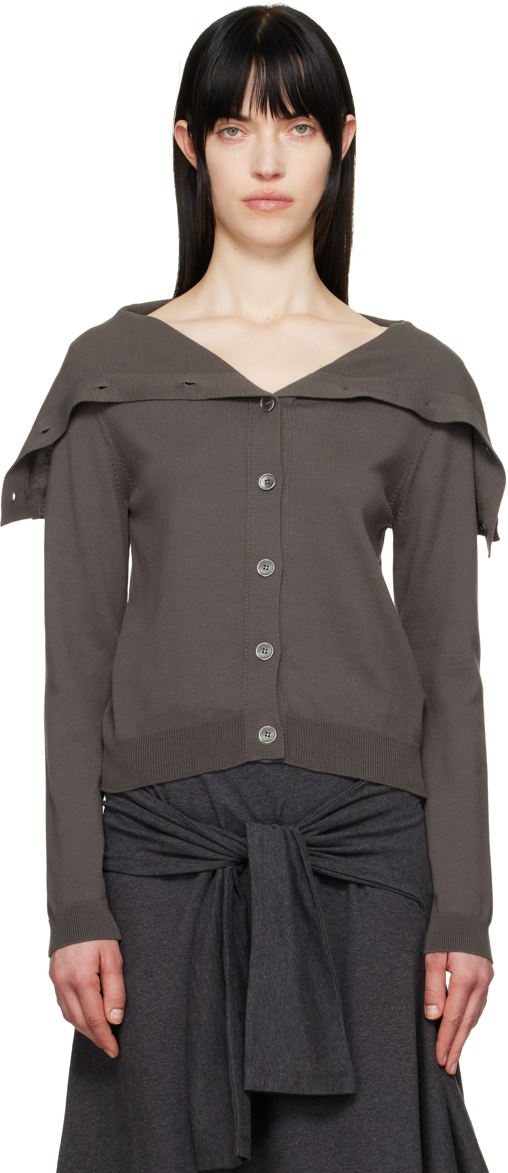 Shop Our Legacy Taupe Open Cardigan In Fog Clean Cotton