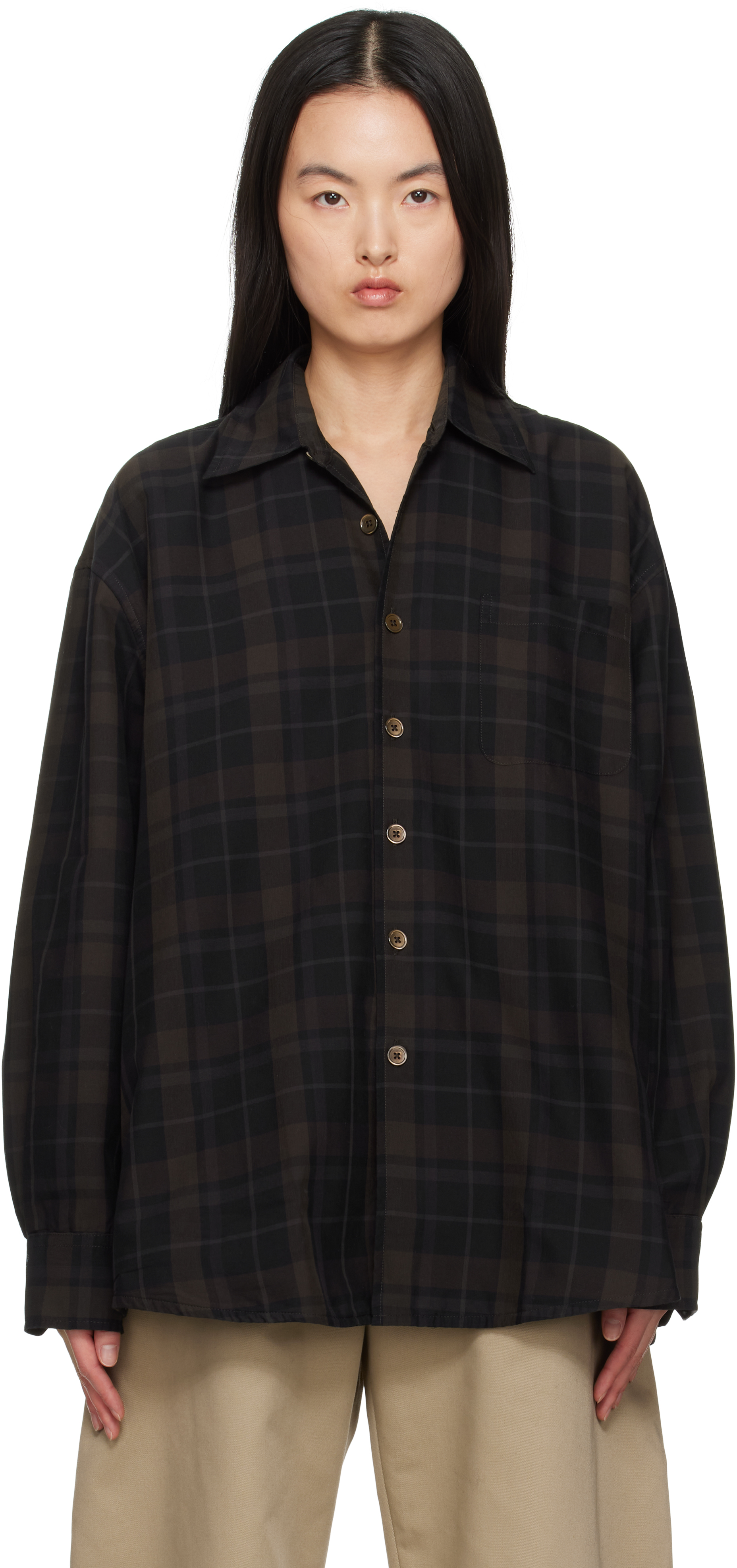 Our Legacy Borrowed Shirt In Black Sheer Check