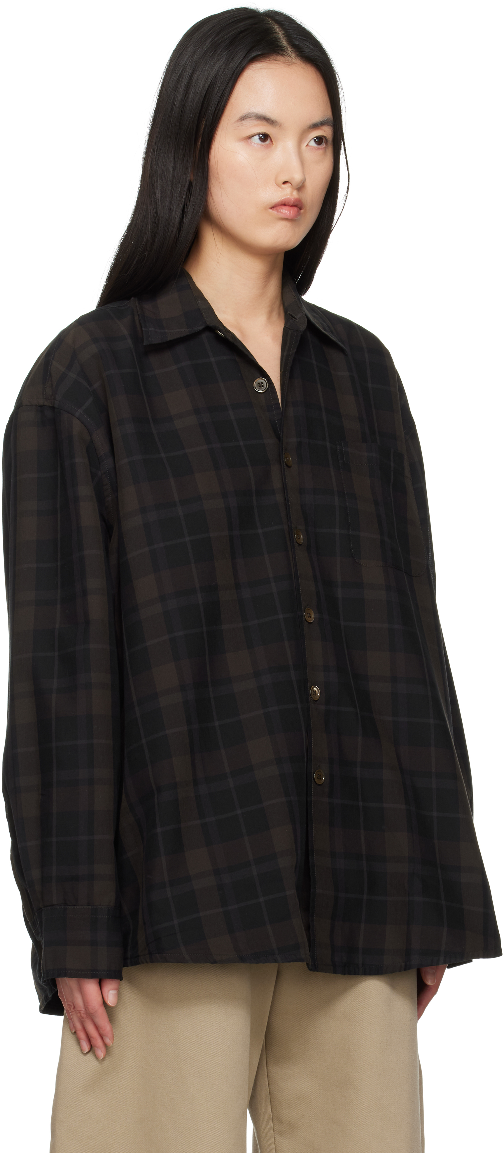 Our Legacy Borrowed Shirt In Black Sheer Check