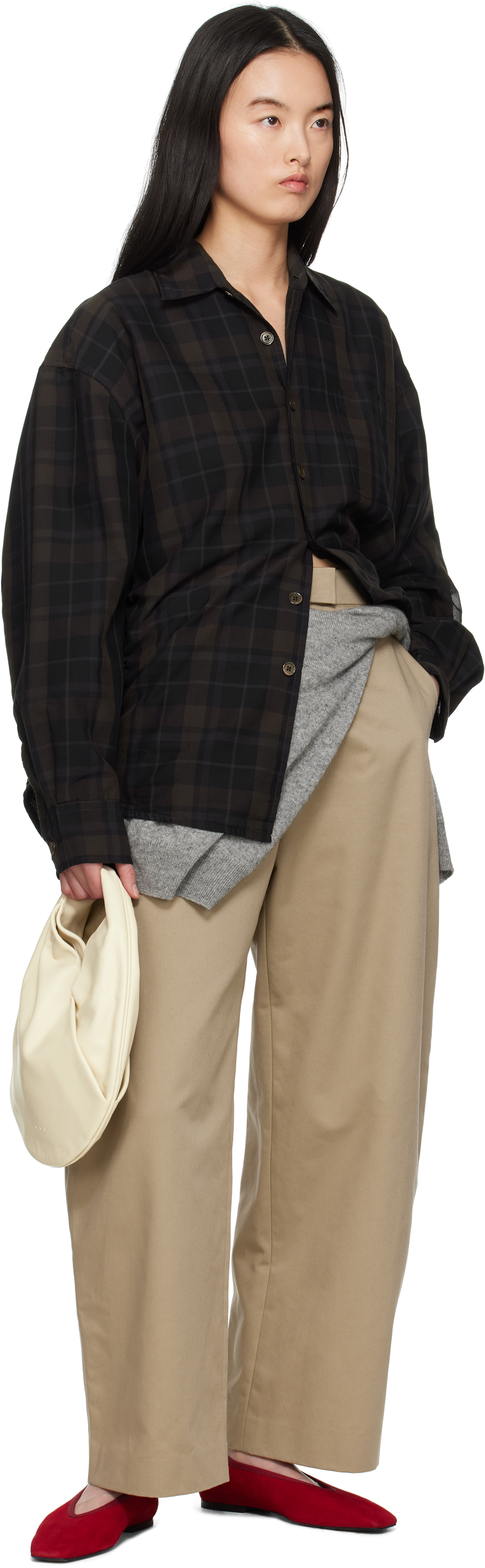 Our Legacy Borrowed Shirt In Black Sheer Check